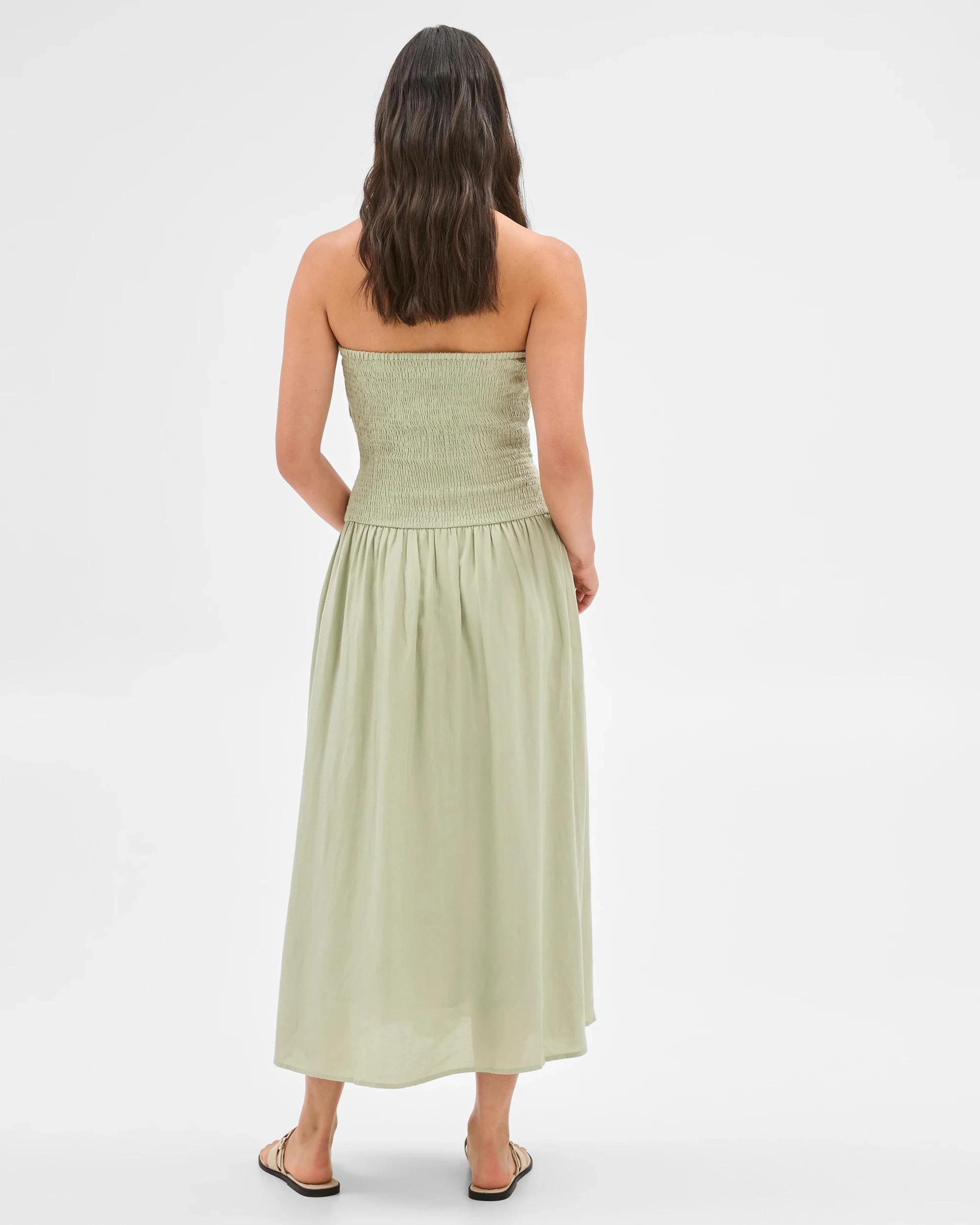 4 Gathered Sleeveless Midi Dress - Preview MOSS, 4 of 5