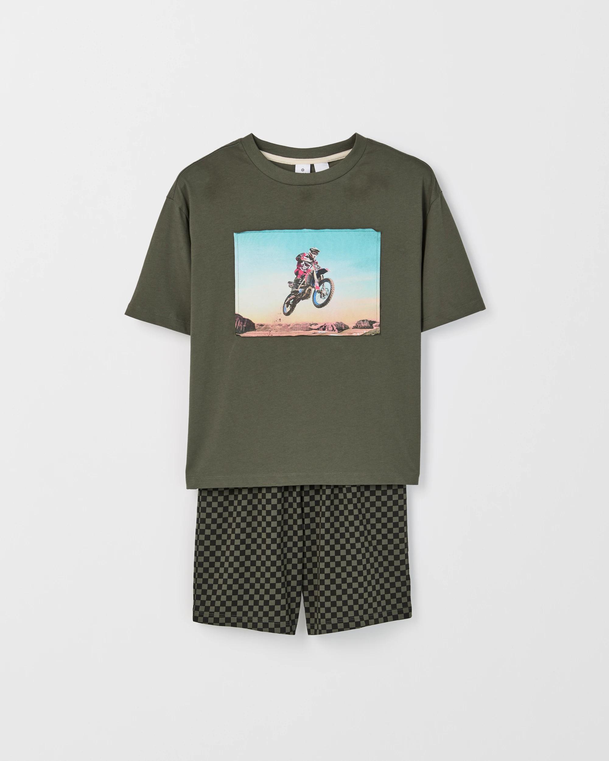 1 Target Kids Australian Cotton Older Boys Oversized Applique Knit Pyjama Set MOTORBIKE, 1 of 3