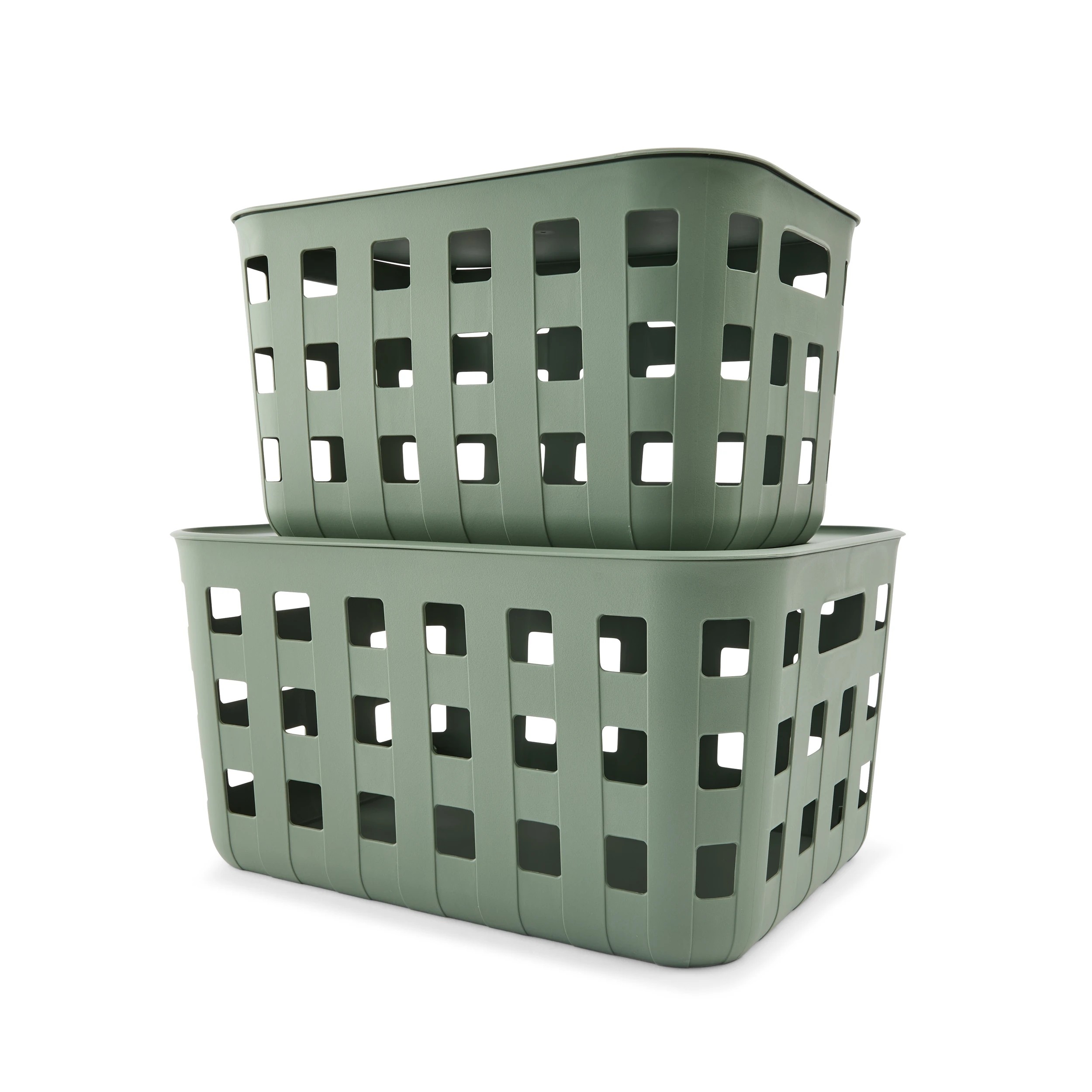 9 28L Rectangle Trellis Basket with Lid - Green, 9 of 9