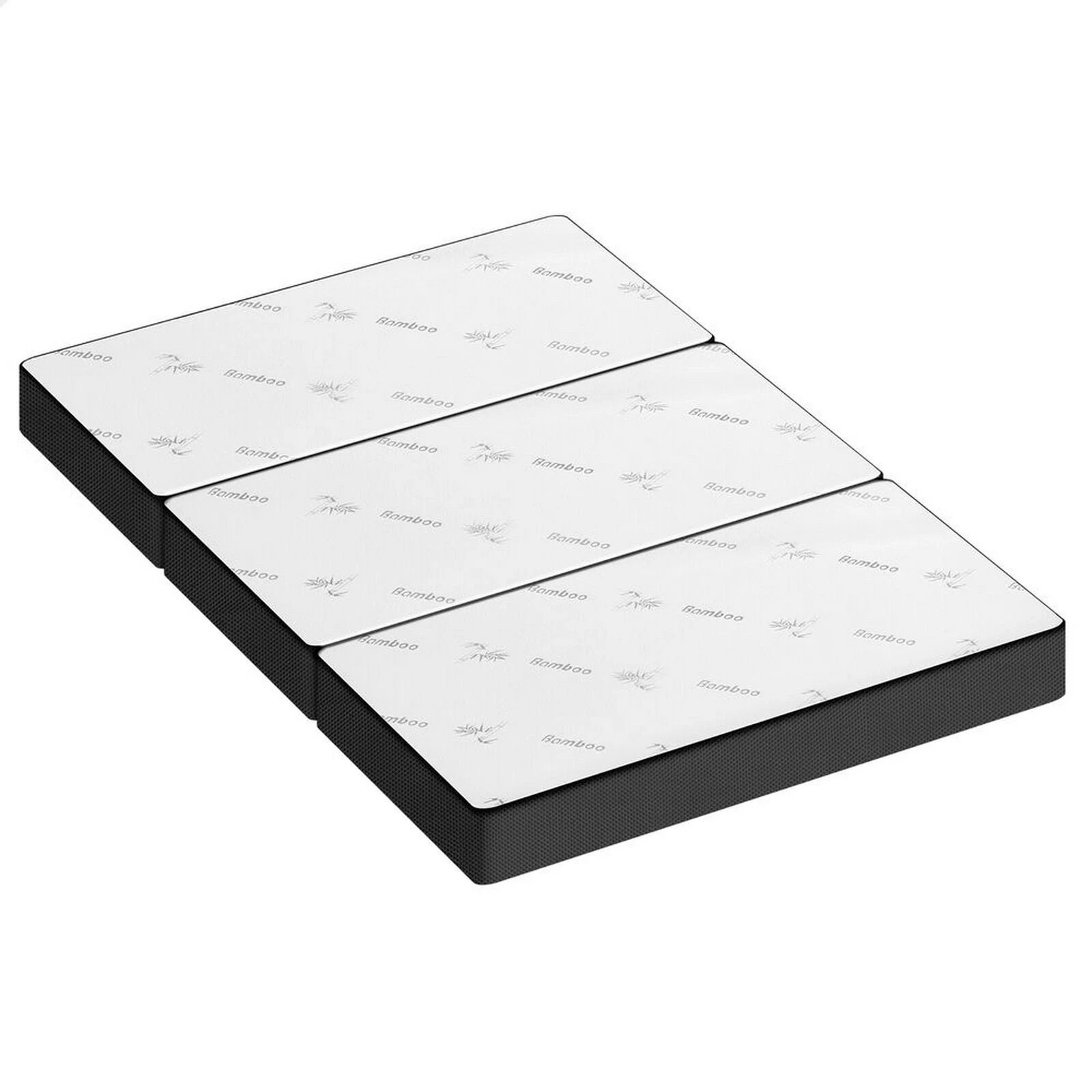 1 Starry Eucalypt Foldable Mattress Folding Foam Mesh Bamboo 130x190CM - White, 1 of 4