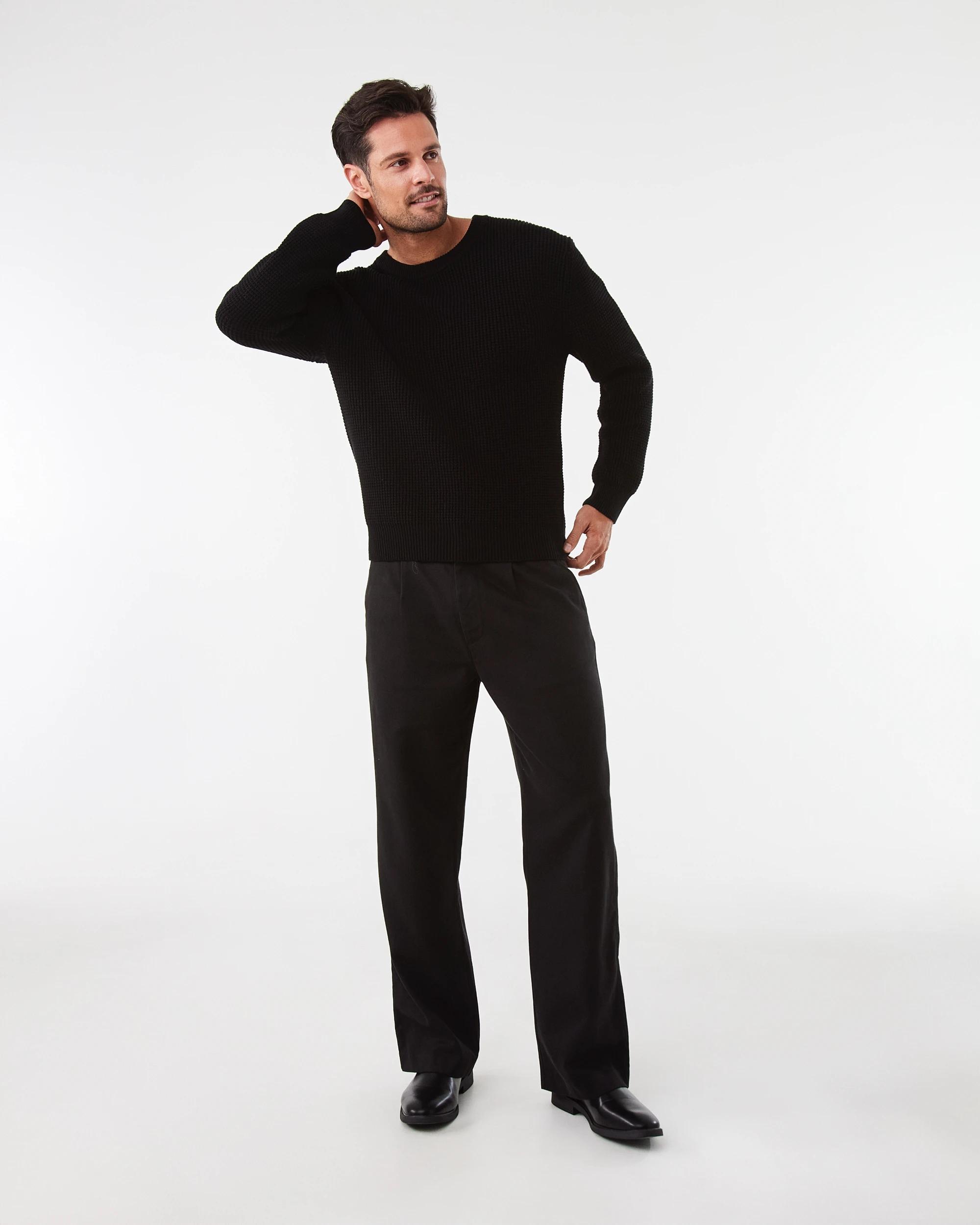 2 Waffle Knit Jumper Black, 2 of 7