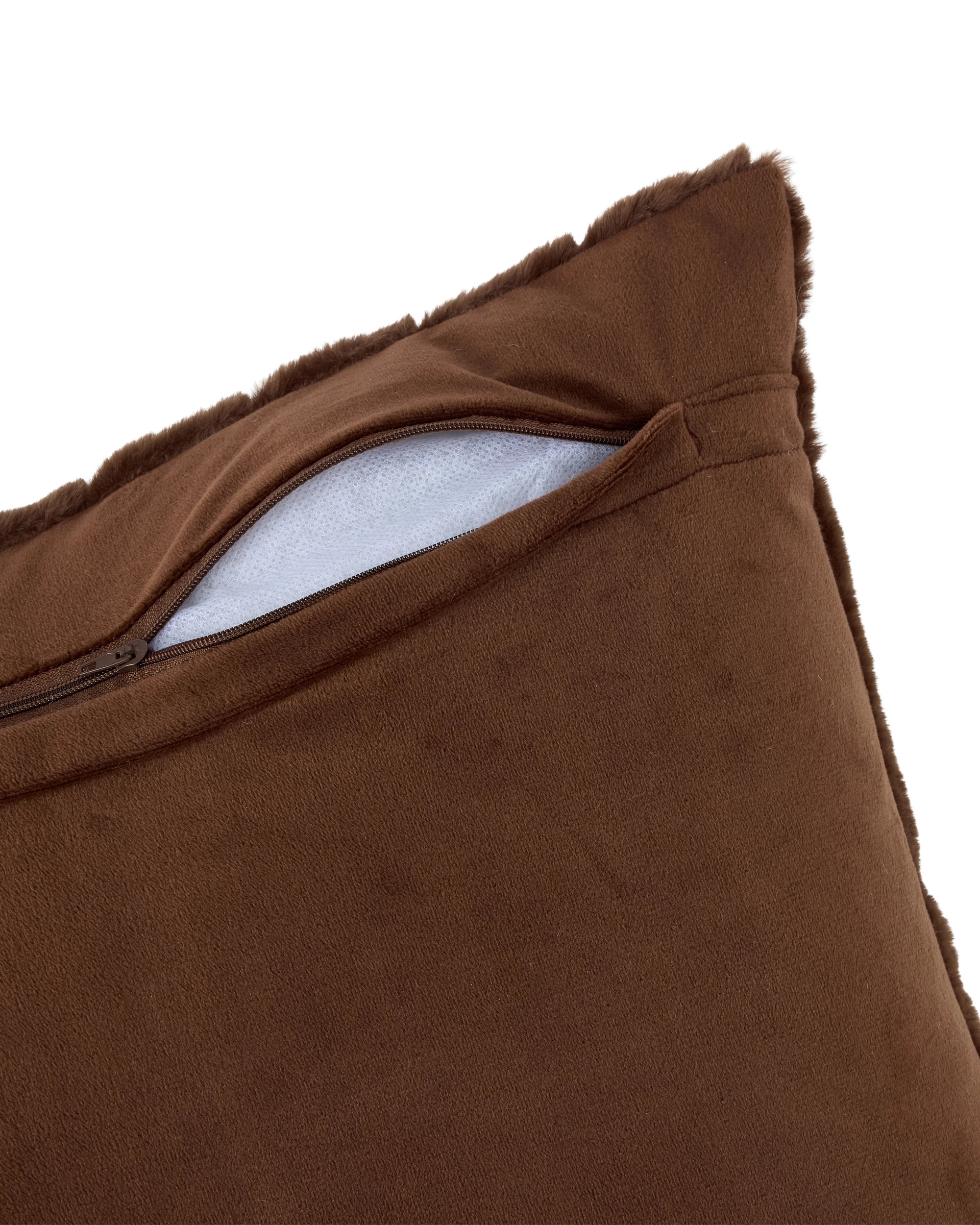 4 50cm Faux Fur Cushion - Brown, 4 of 4