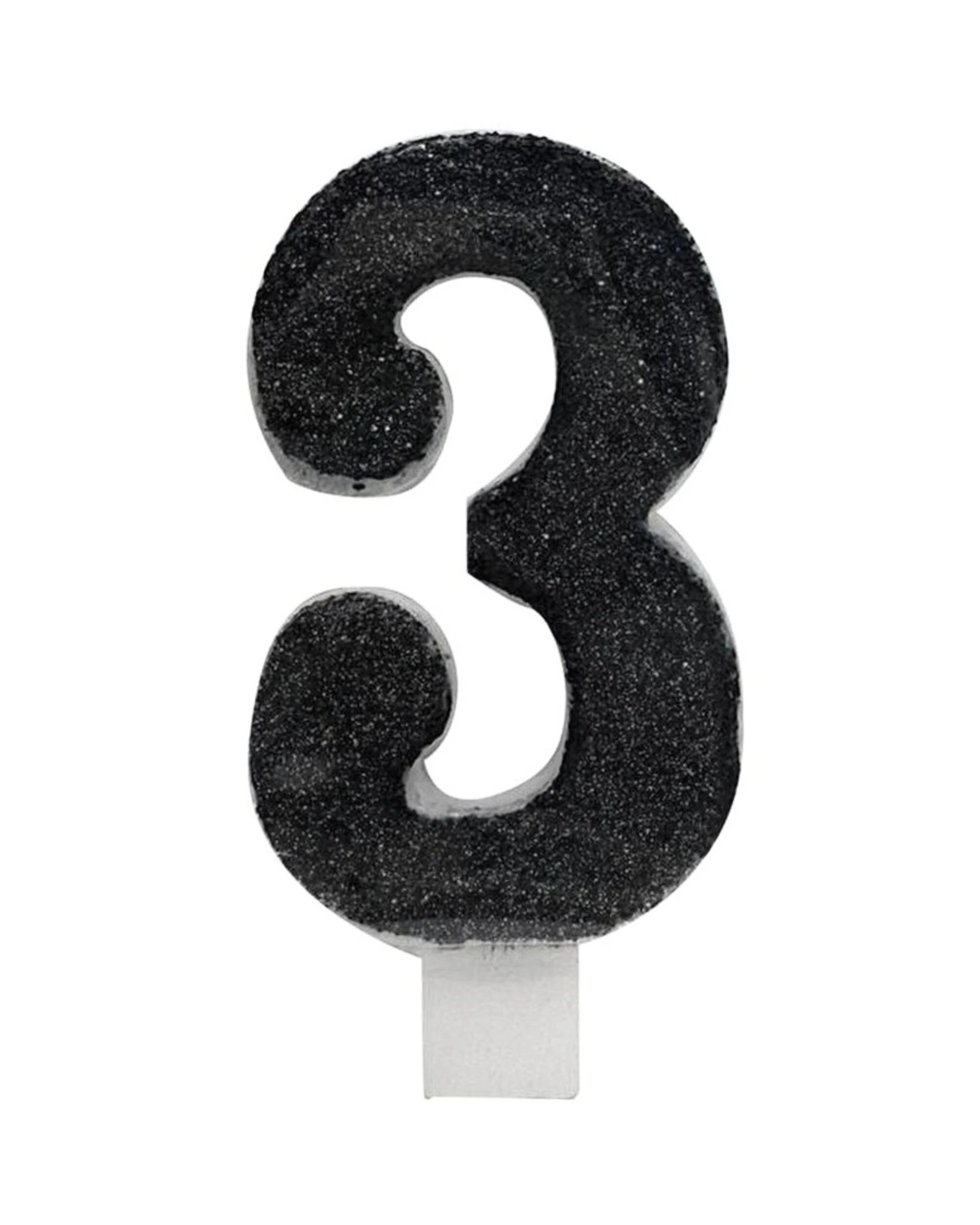 1 Meteor Glitter Accent Number 3 Candle - Black, 1 of 2