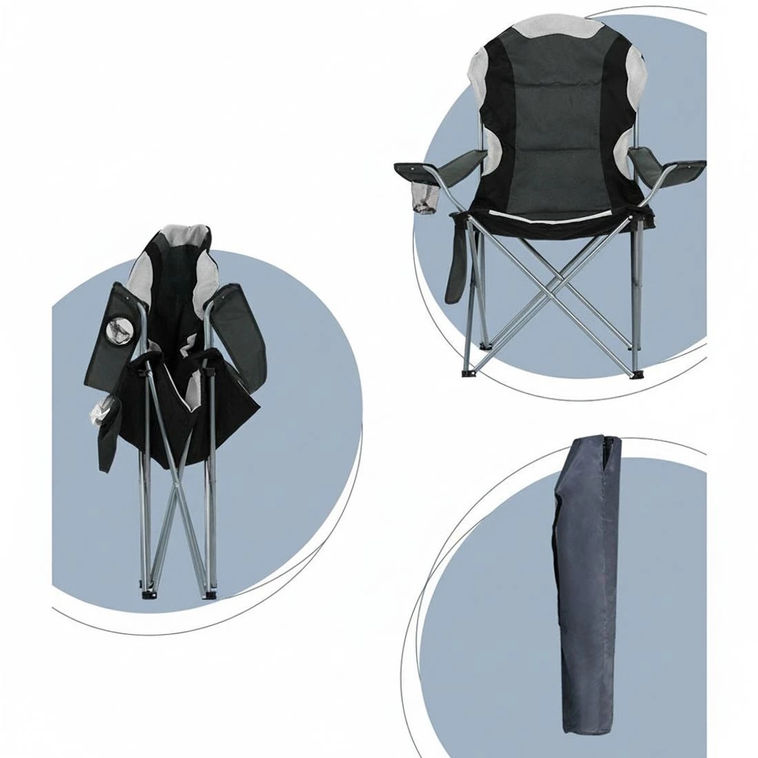 6 Weisshorn Camping Folding Chair Portable Outdoor Hiking Fishing Picnic 2pcs - Grey, 6 of 6
