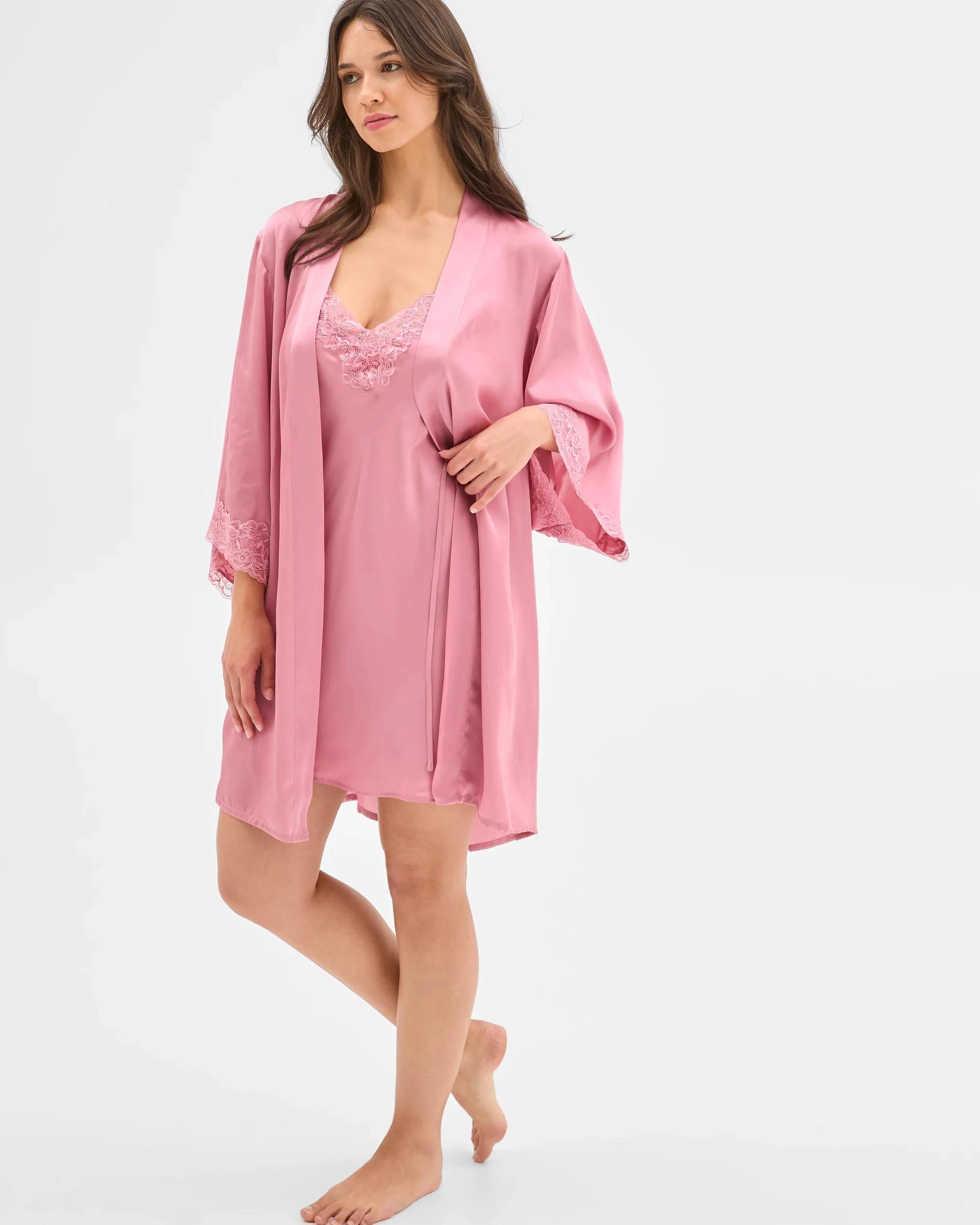 5 Target Woman Satin Short Sleep Robe PINK, 5 of 6