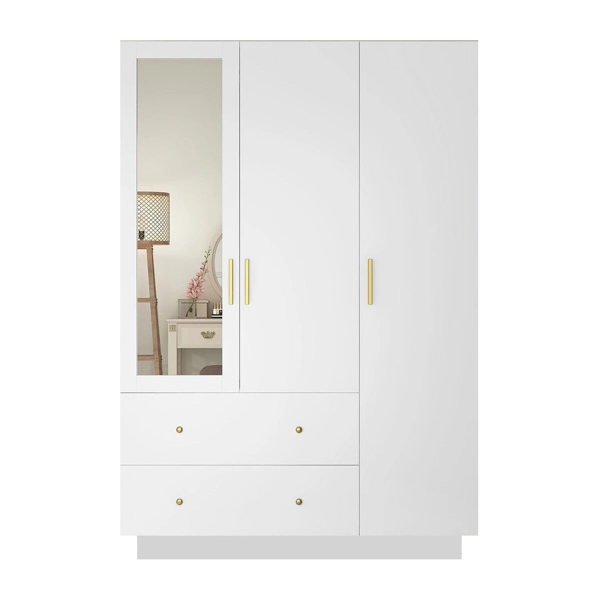 1 LUXSUITE Mirrored Wardrobe Cabinet Dresser LED, 1 of 8