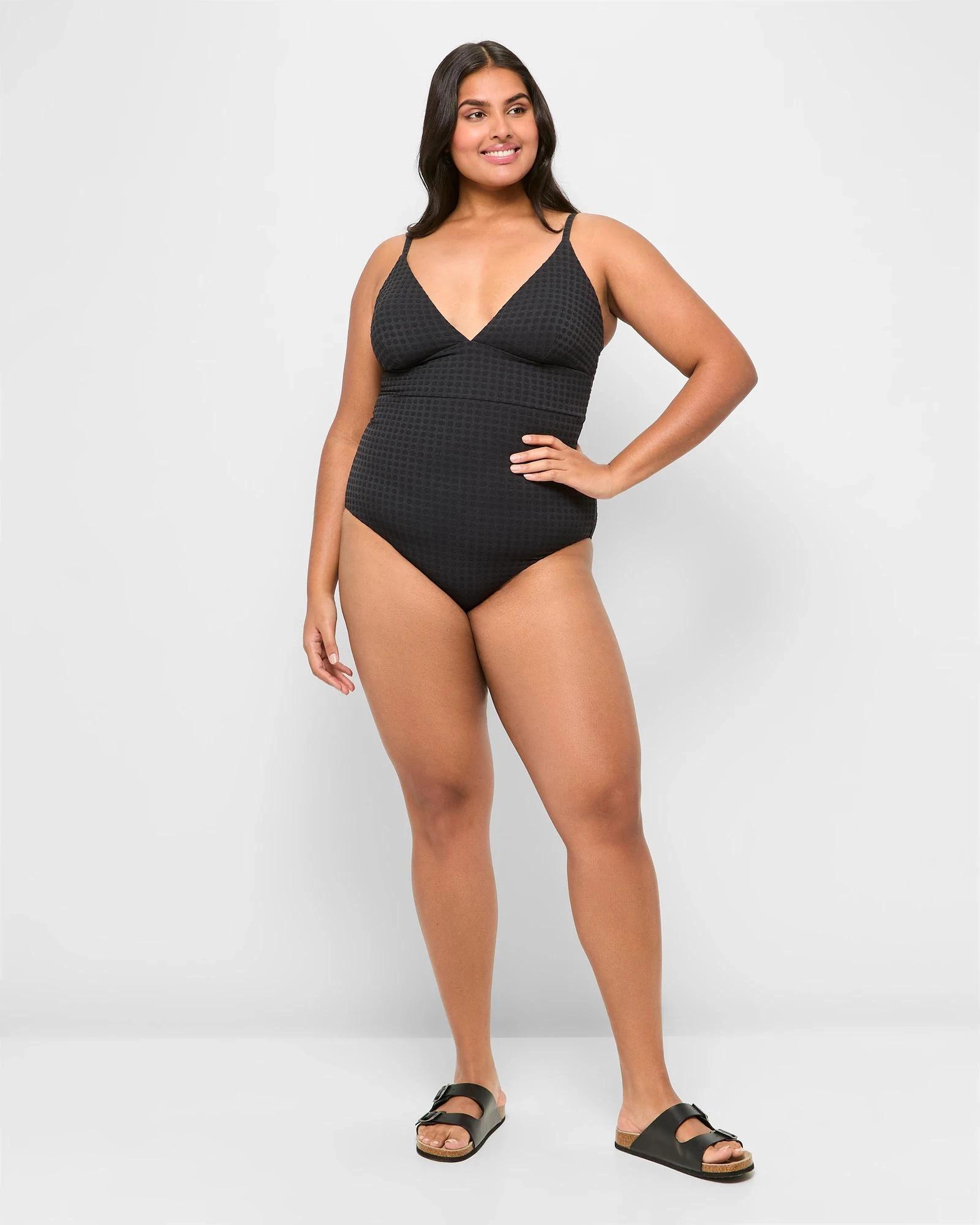 6 Target V-Front Textured One Piece Bathers - Shape Your Body BLACK, 6 of 9