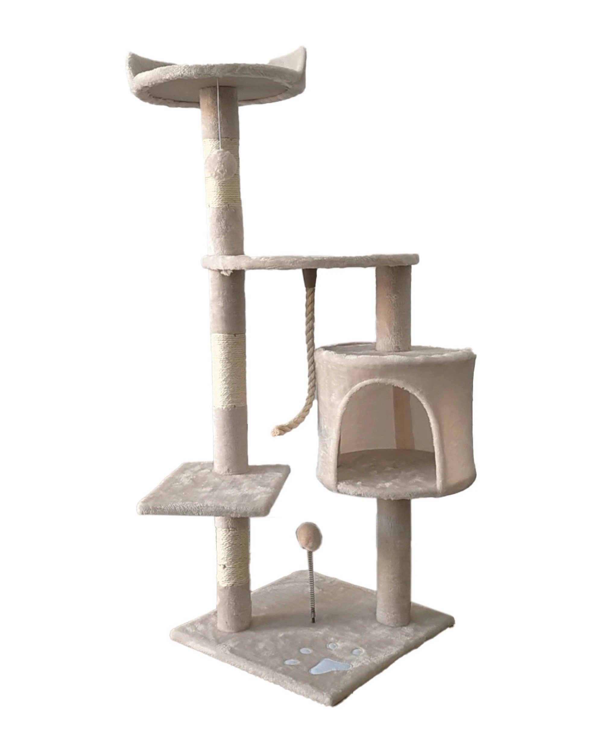 4 Furtastic 110cm Cat Tree Scratching Post - Beige, 4 of 7