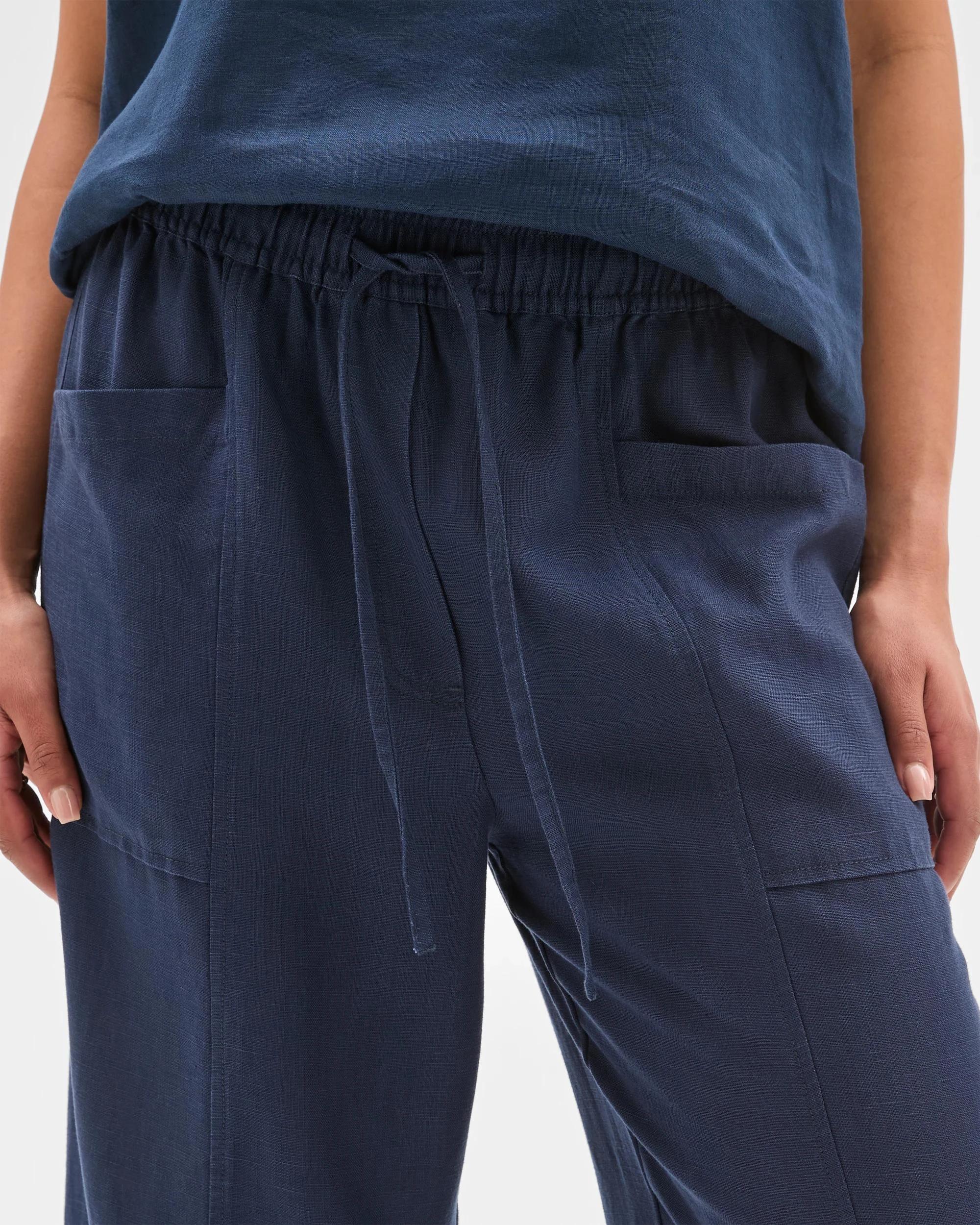 5 Target Linen Blend Patch Pocket Pants NAVY BLUE, 5 of 6