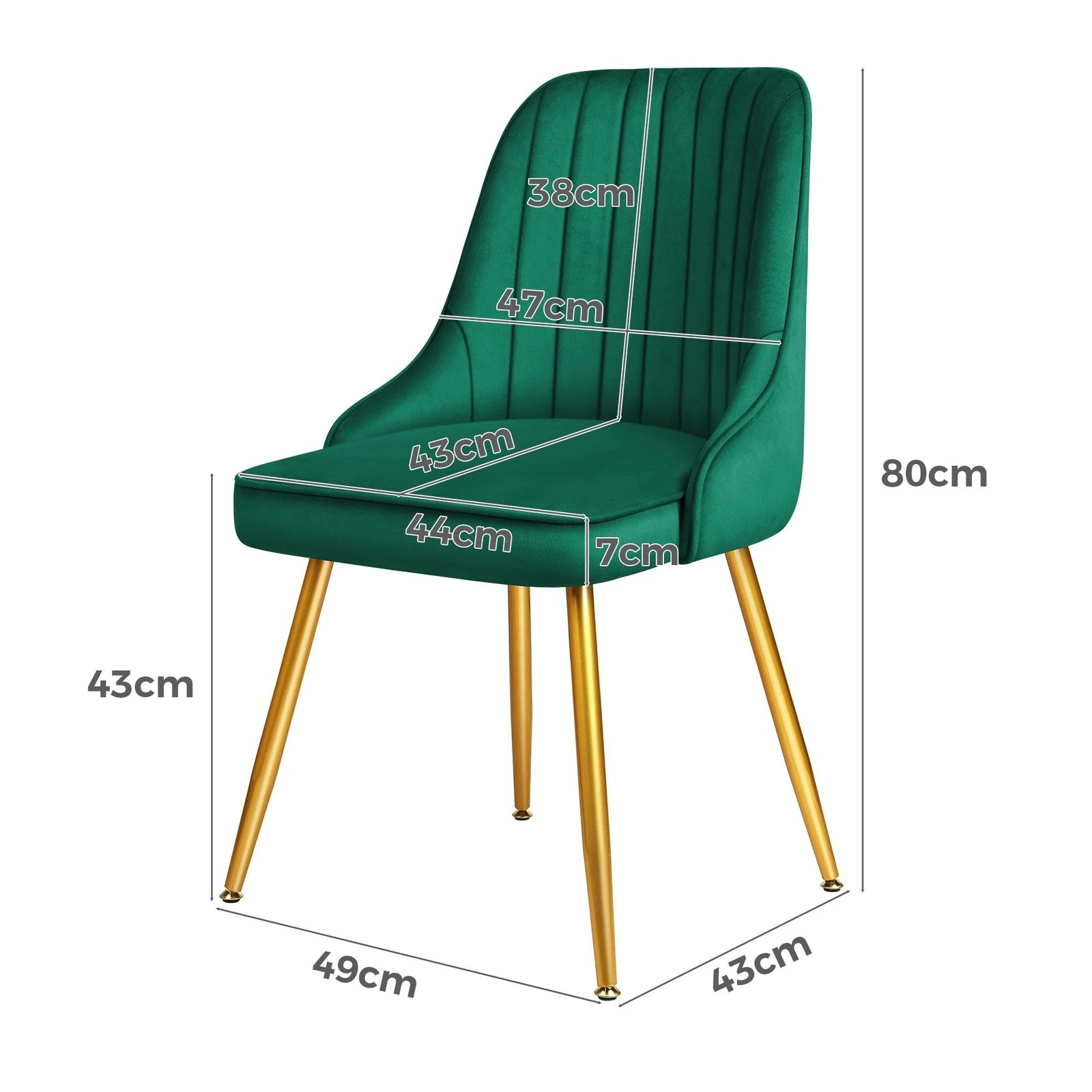 7 Alfordson 2x Dining Chairs Kitchen Accent Lounge Padded Tufted Seat Velvet - Green, 7 of 10