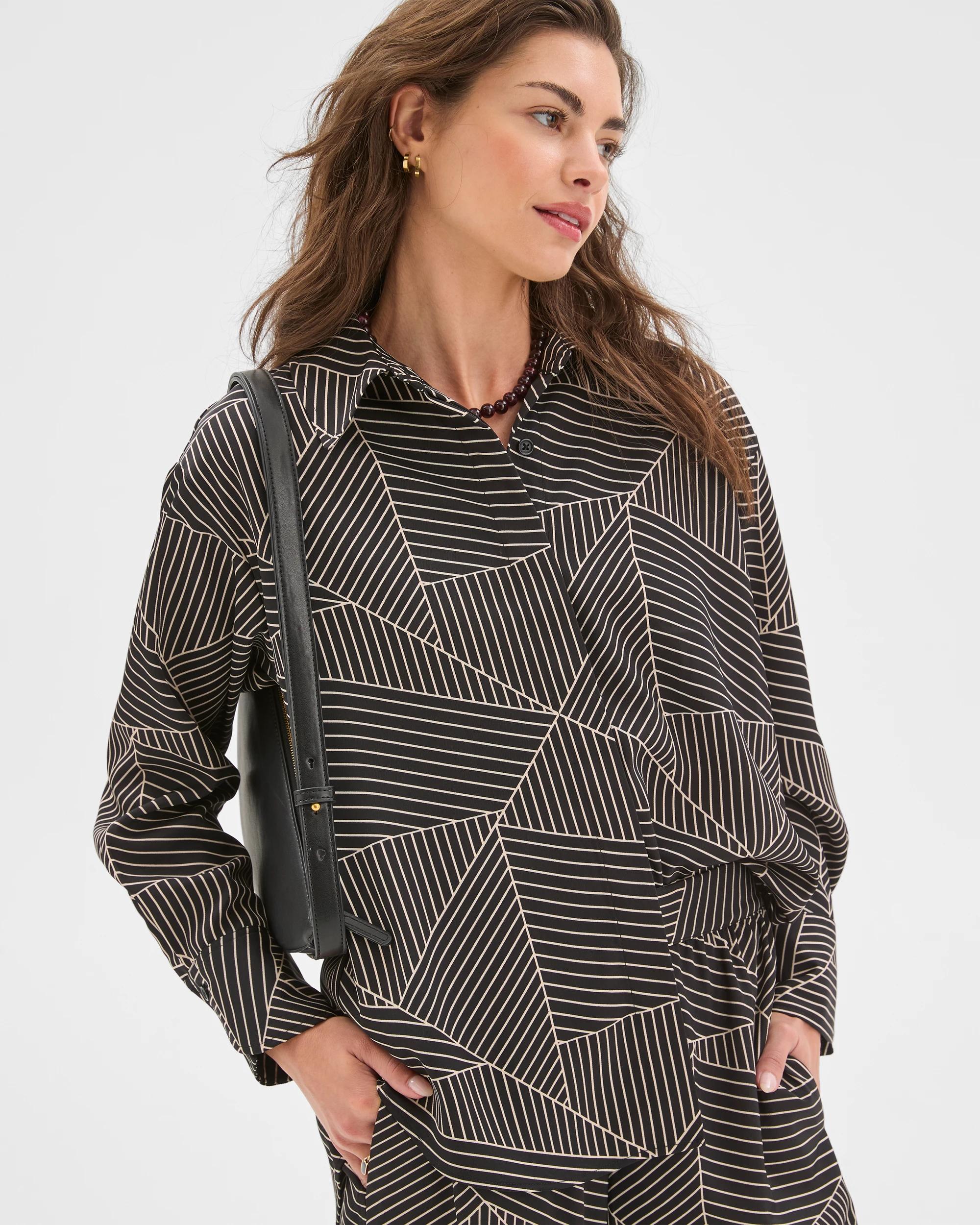 2 Target Petites Petites Concealed Placket Shirt BLACK GEO, 2 of 7