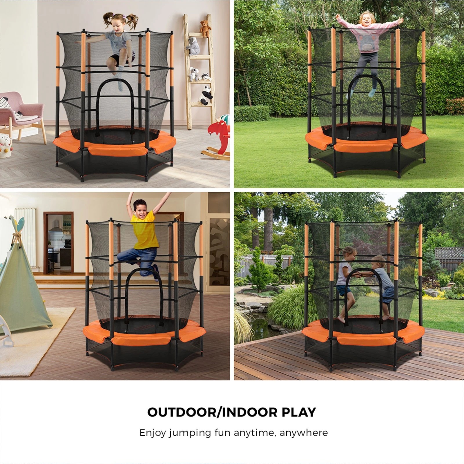 5 Mazam 55 Inch Trampoline Kids Trampolines Encosure Safety Net Round
 - Multi, 5 of 10