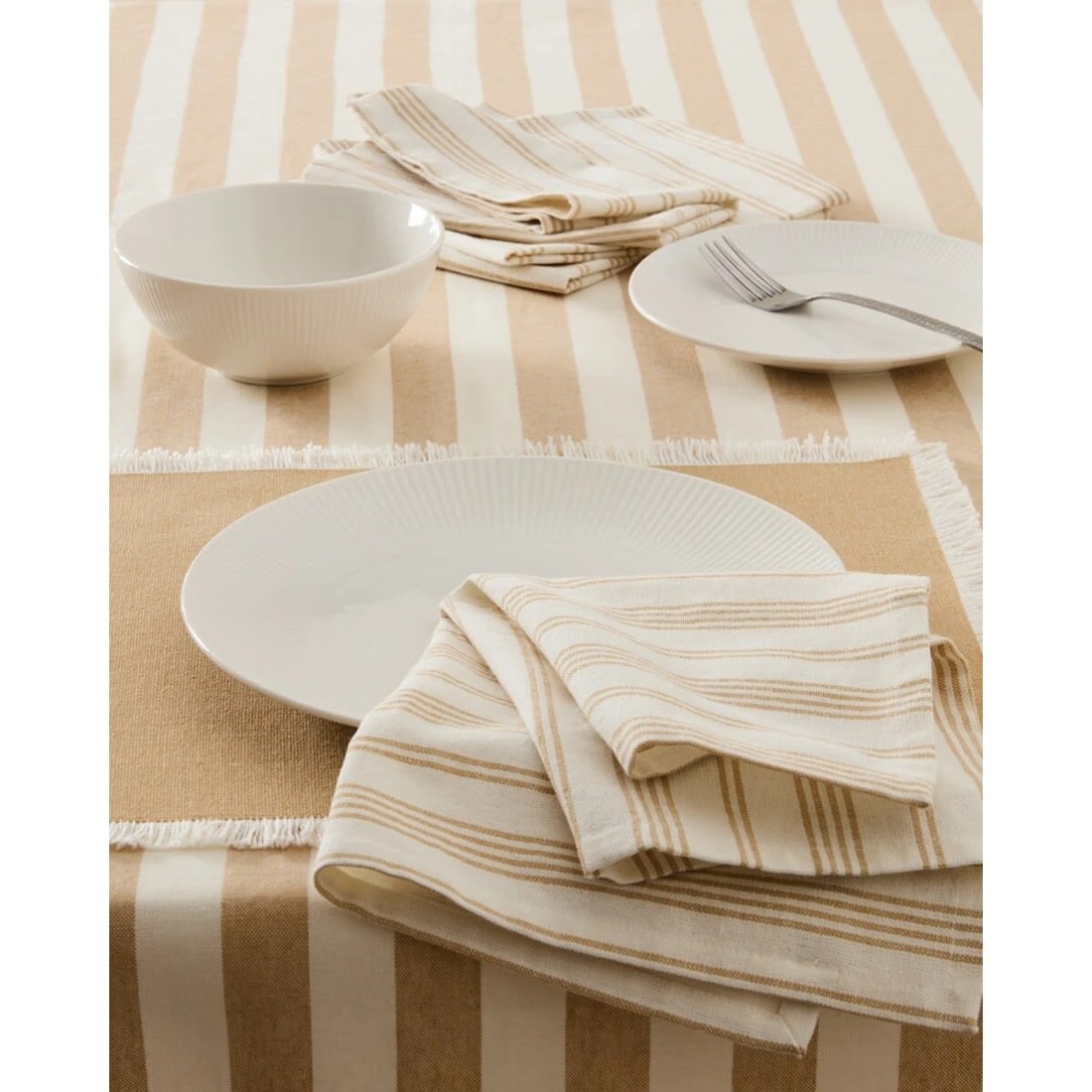 6 Natural Stripe Tablecloth, 6 of 6