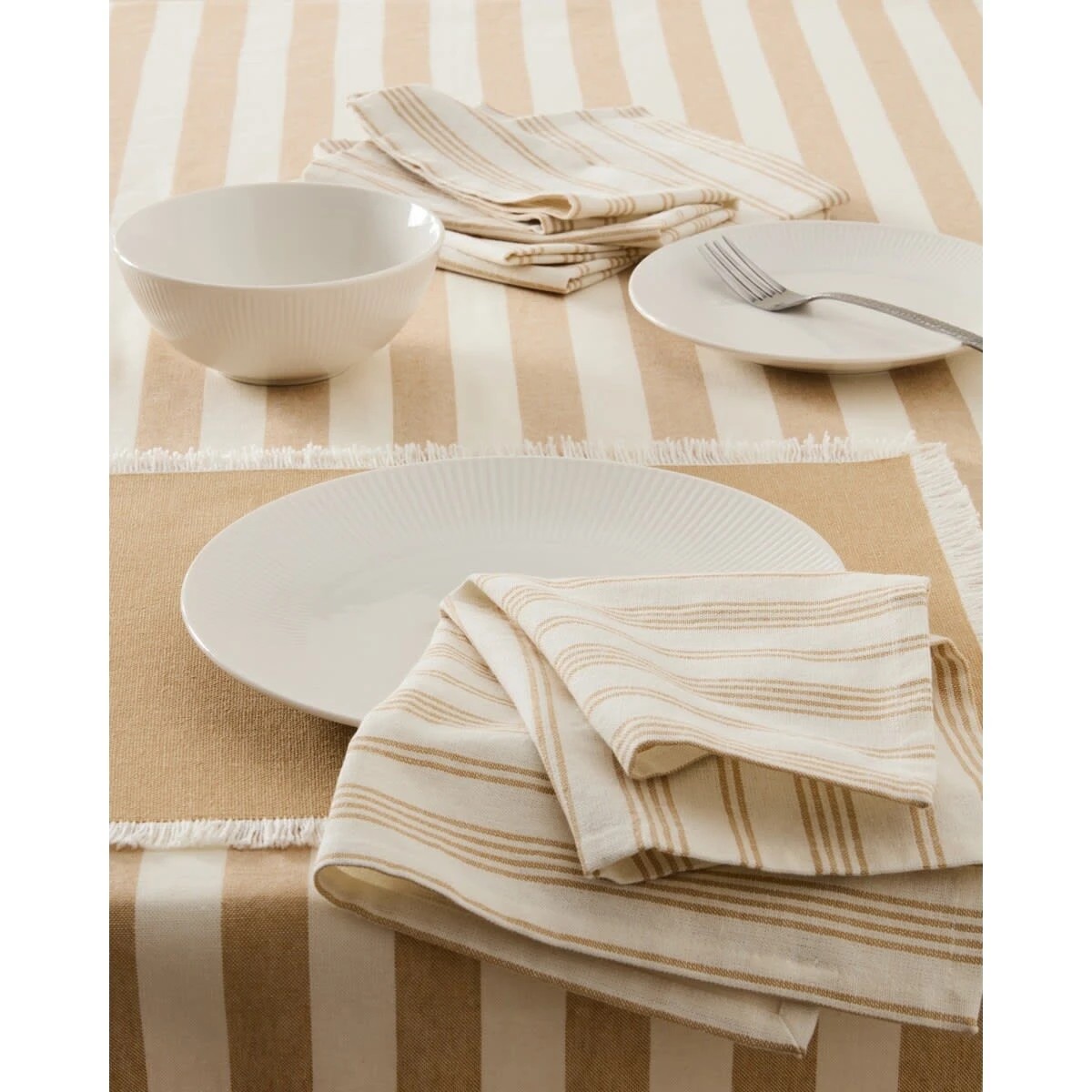 6 Natural Stripe Tablecloth, 6 of 6