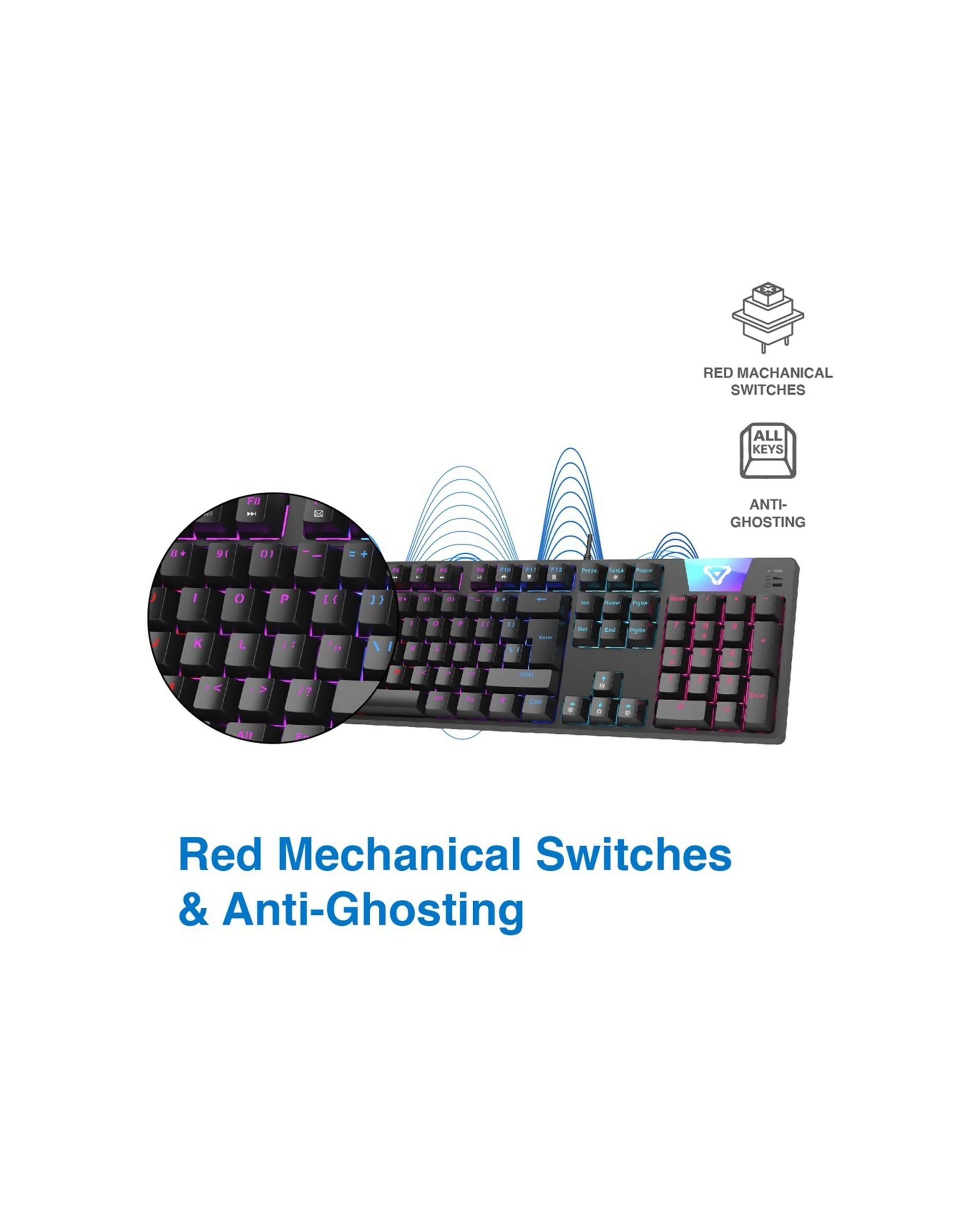 3 Laser Gaming Wired Mechanical Keyboard Rgb Backlit Red Switches Braided Cable.
 - Black, 3 of 6