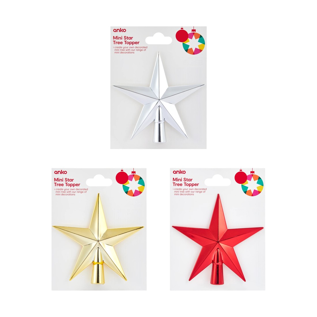 1 Mini Star Tree Topper - Assorted, 1 of 3