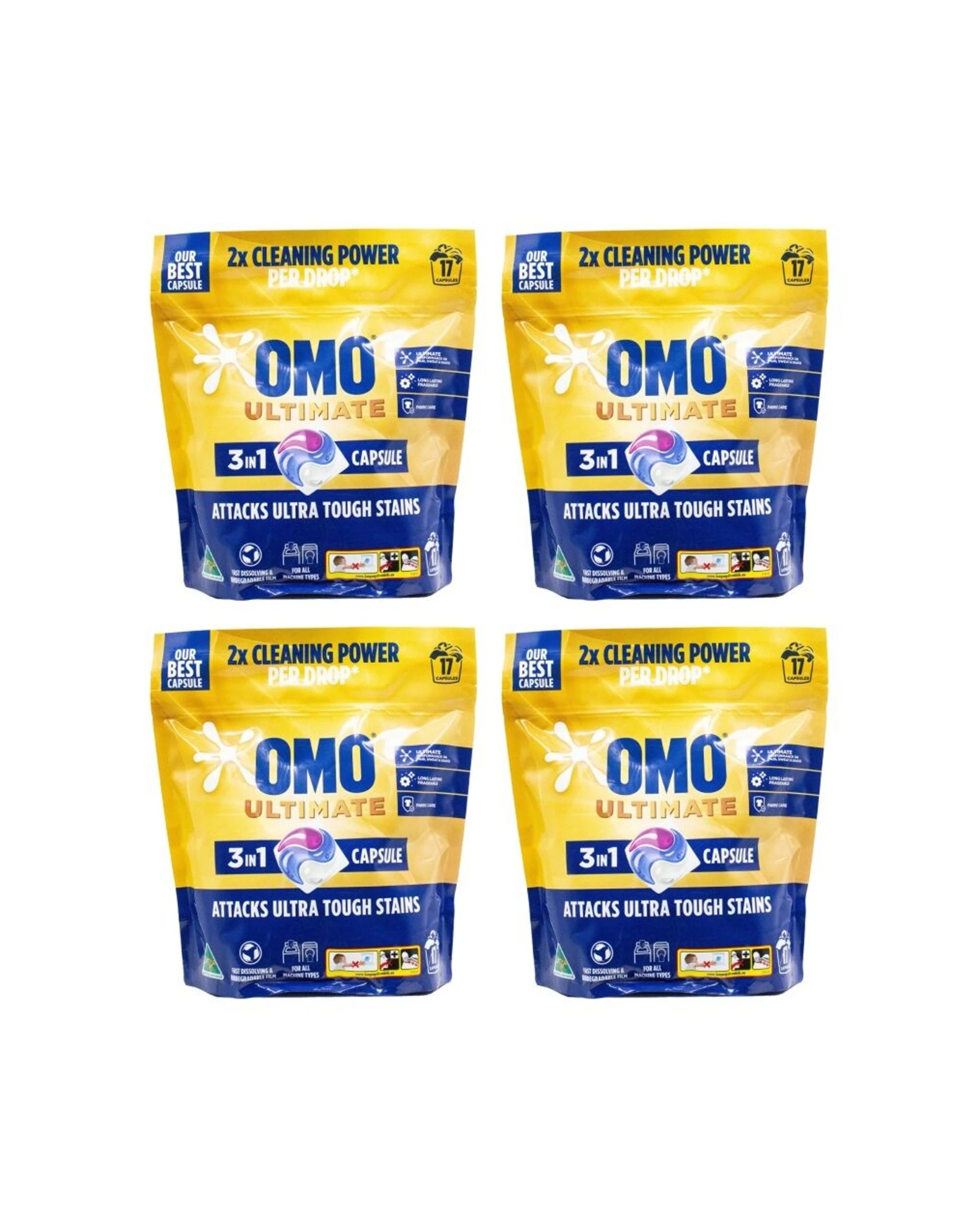 1 OMO 4x 17PK Ultimate 3-in-1 Laundry Capsule Detergent 2x Cleaning Power - Multi, 1 of 3