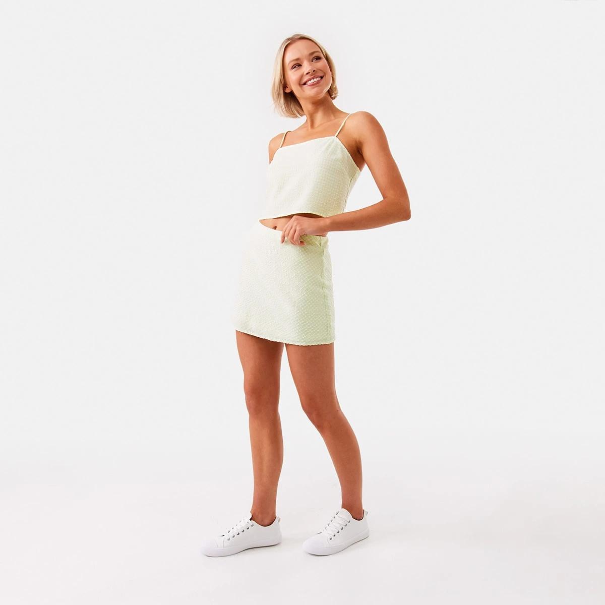5 Seersucker Mini Skirt Ginghm Grn, 5 of 8