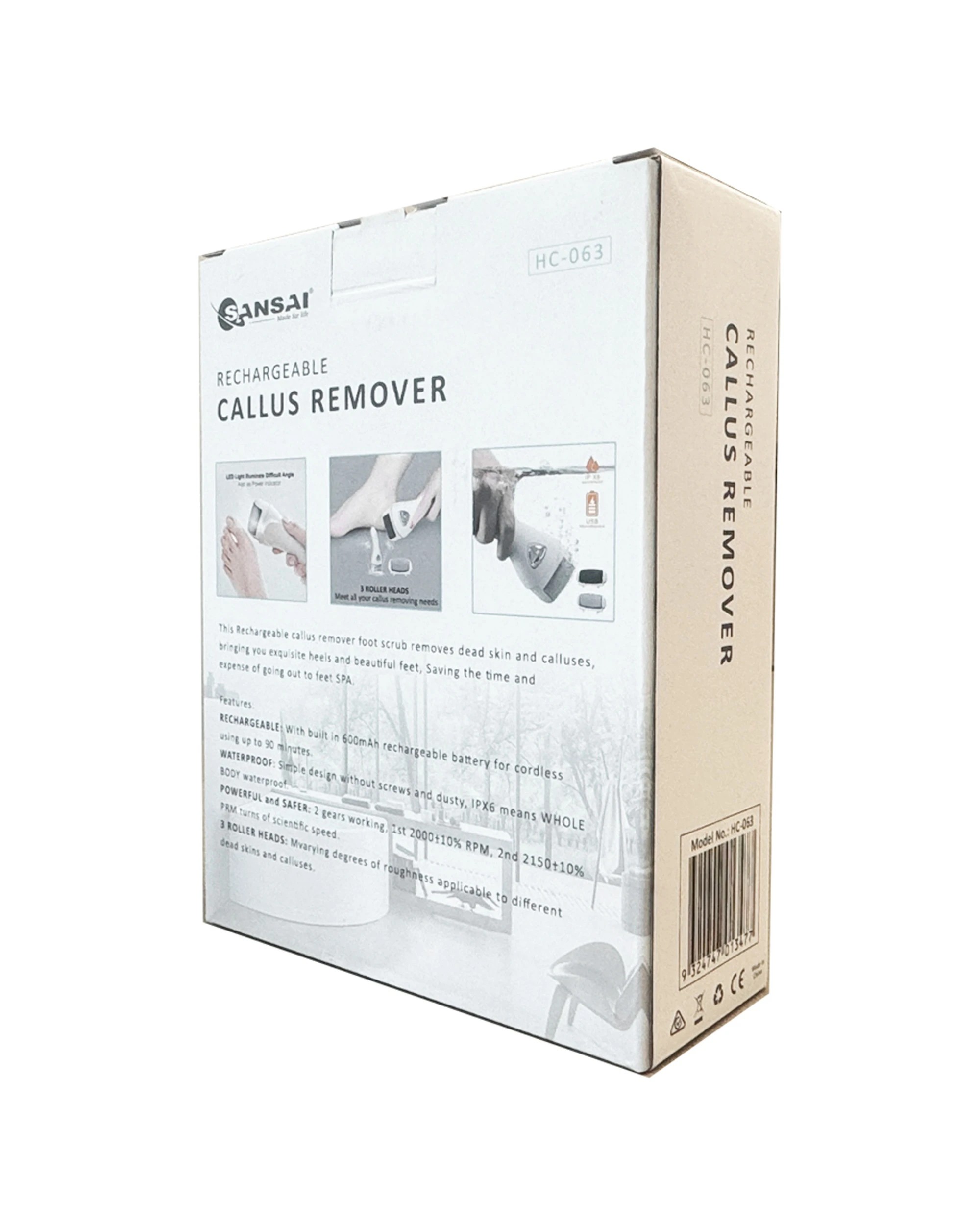 3 Sansai Rechargeable Wireless Foot Scrubber Callus Remover With 3 Roller Heads - Multi, 3 of 3