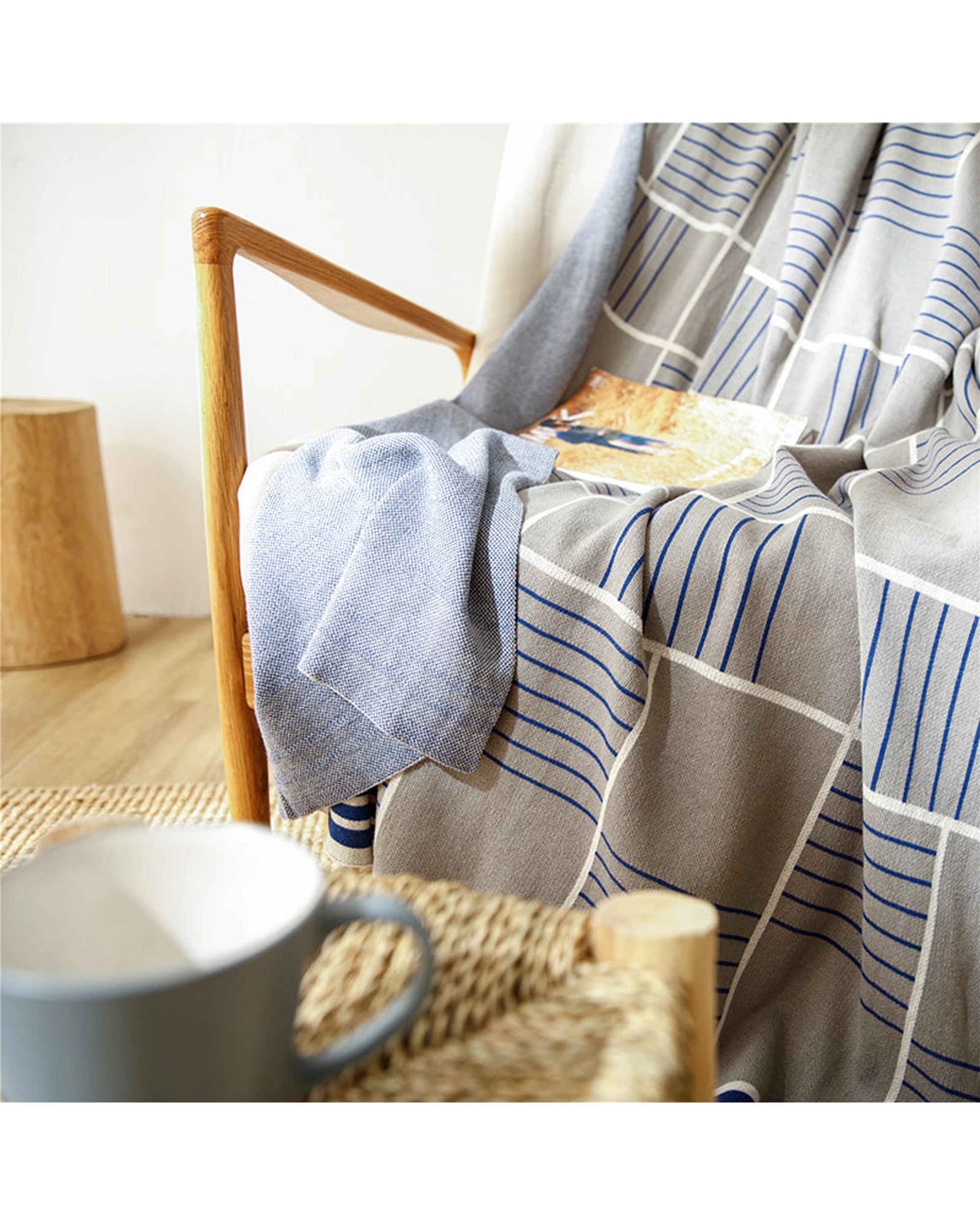 7 Cotton More Cotton Knitted Blanket Chekcer 130x180cm - Multi, 7 of 8