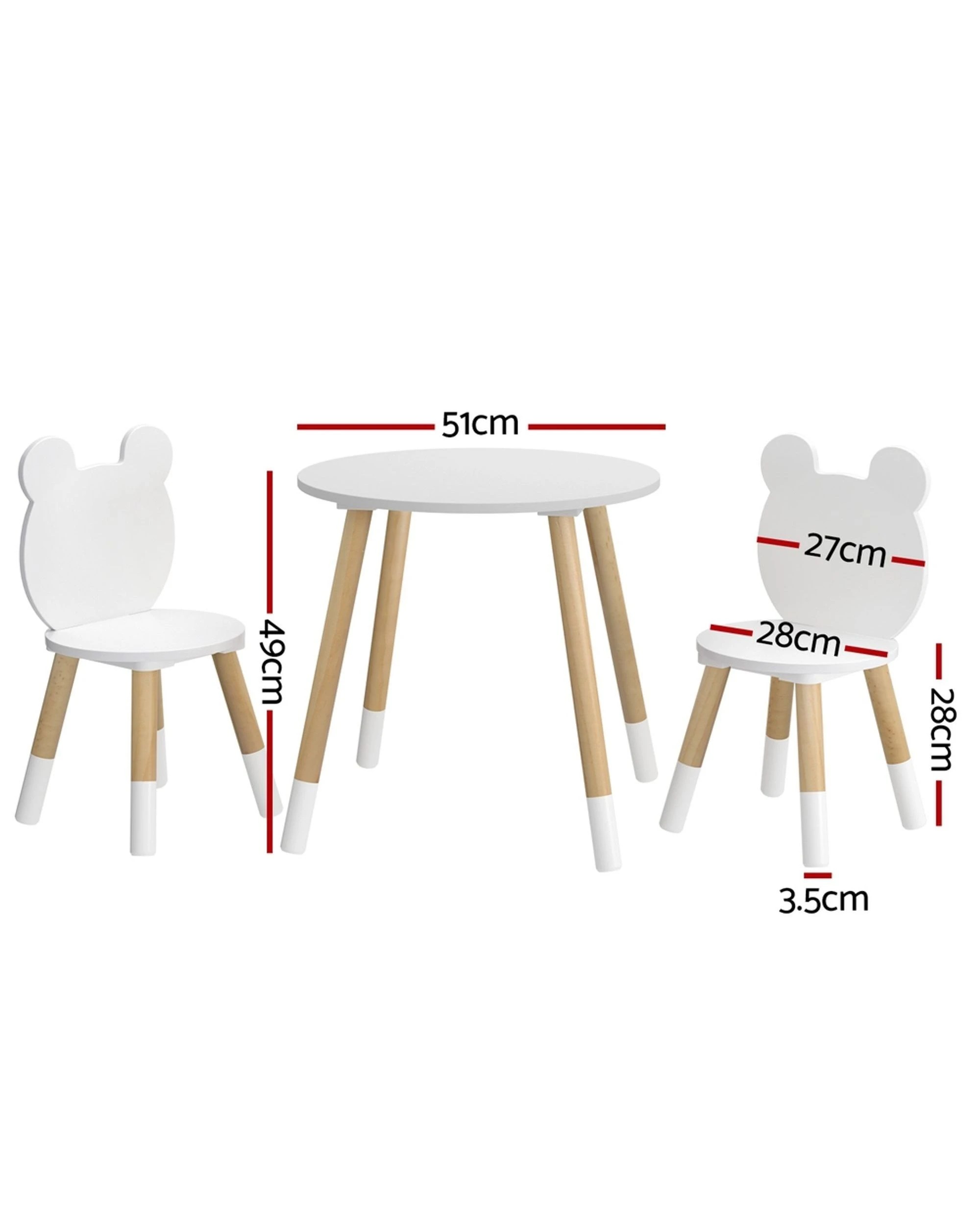 2 Keezi 3 Piece Kids Table and Chairs Set Activity Playing Study Children Desk - White, 2 of 7