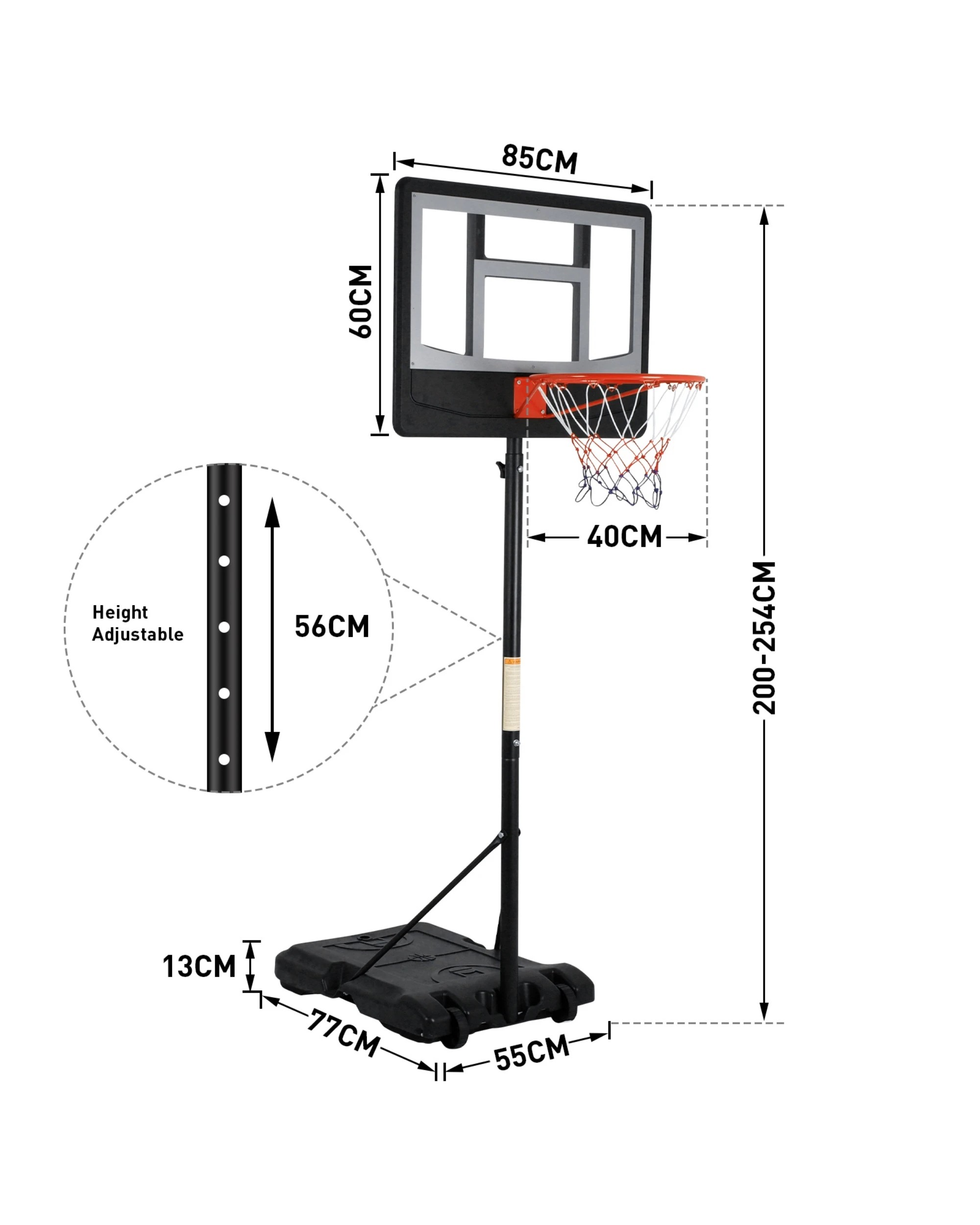 2 Advwin Kids Adjustable Height Basketball Hoop Stand - Black, 2 of 5