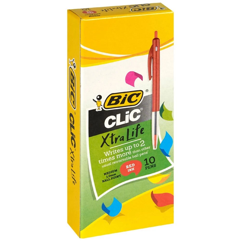 1 BIC Clic Retractable Ballpoint Pens Red 10 Pack, 1 of 7