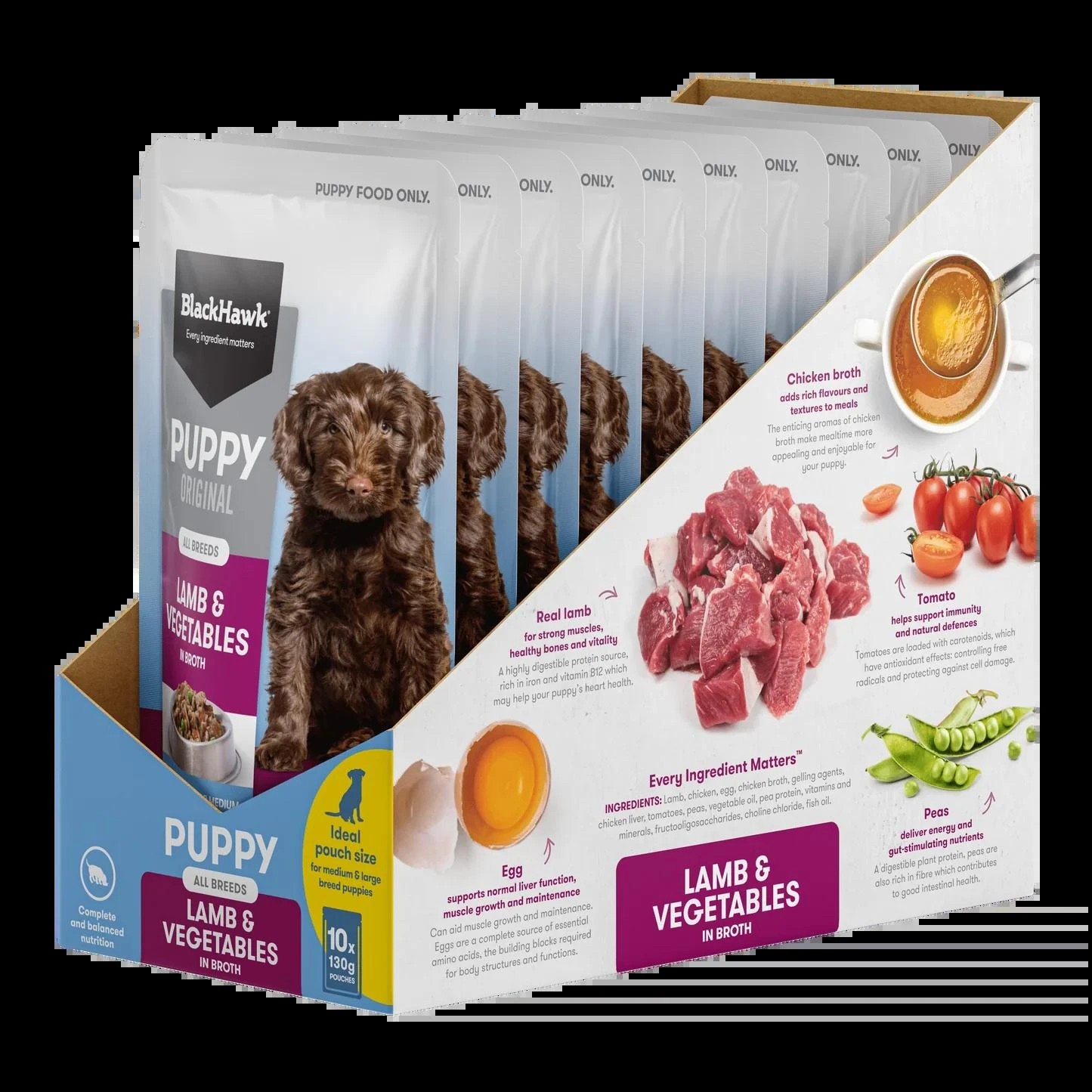 2 Black Hawk Puppy Lamb & Vegetables 130g 10pk, 2 of 2