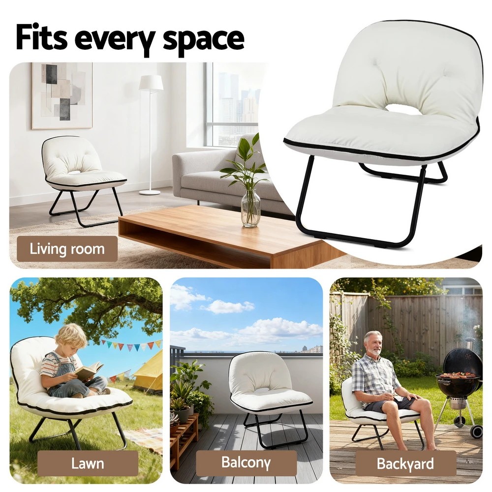 7 Artiss Foldable Chair 2-In-1 Armchair Lounge Chair Portable - White, 7 of 7