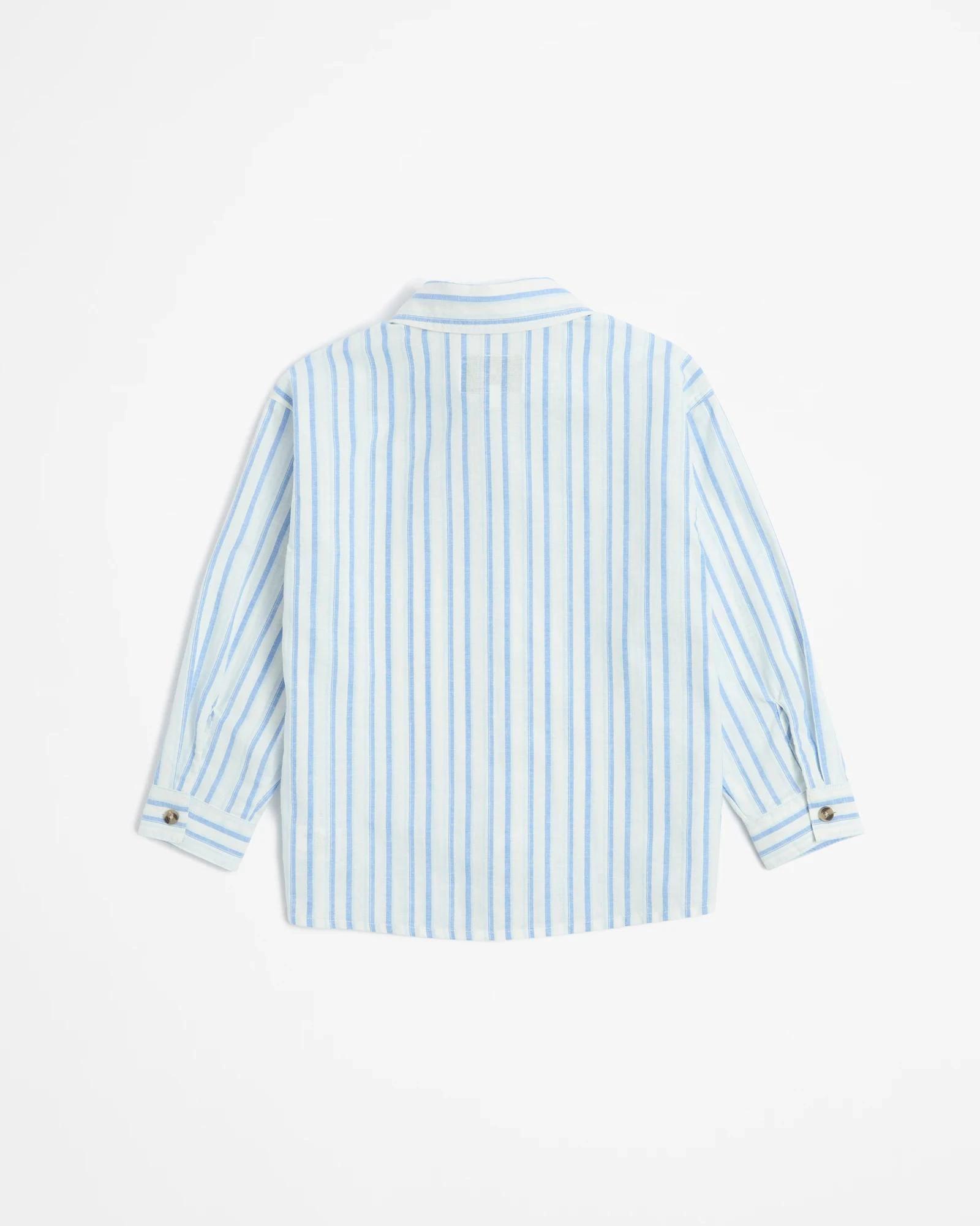 3 Target Australian Cotton Linen Blend Long Sleeve Stripe Shirt BLUE, 3 of 3