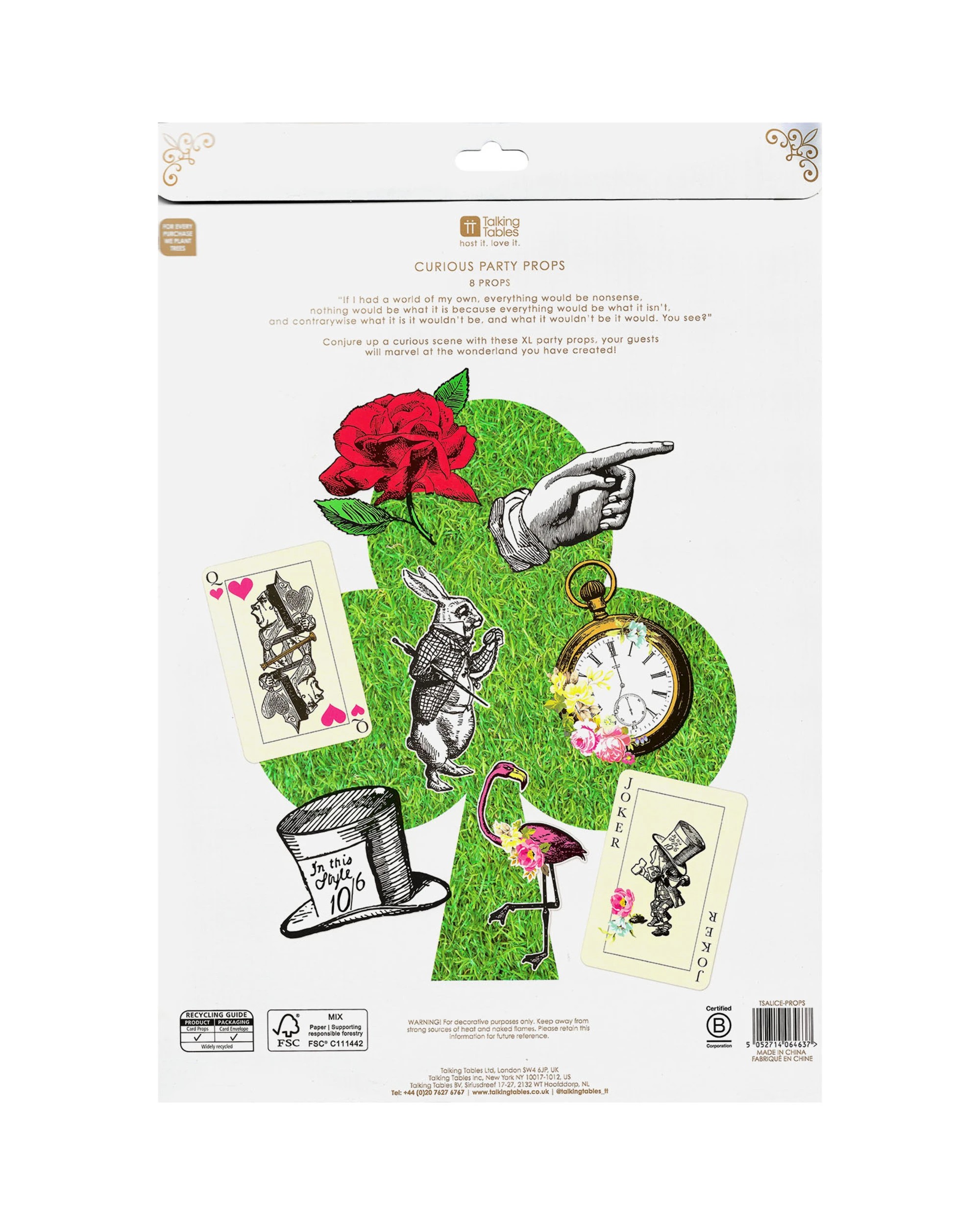 4 Talking Tables Talking Tables Mad Hatter Alice In Wonderland Cutout Wall Decorations Pack of 8, 4 of 4