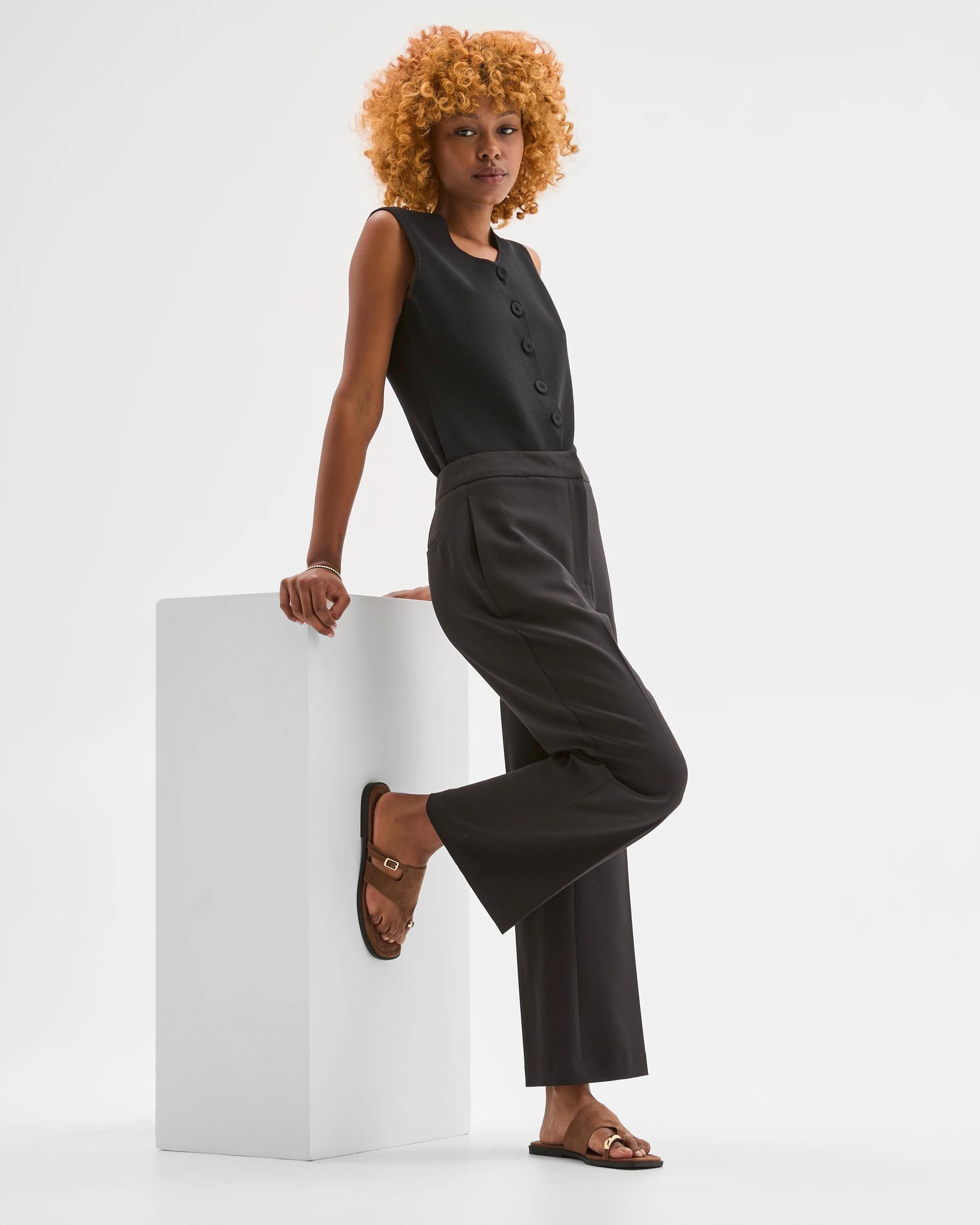 3 Target Petites Tailored Kick Flare Pants BLACK, 3 of 5