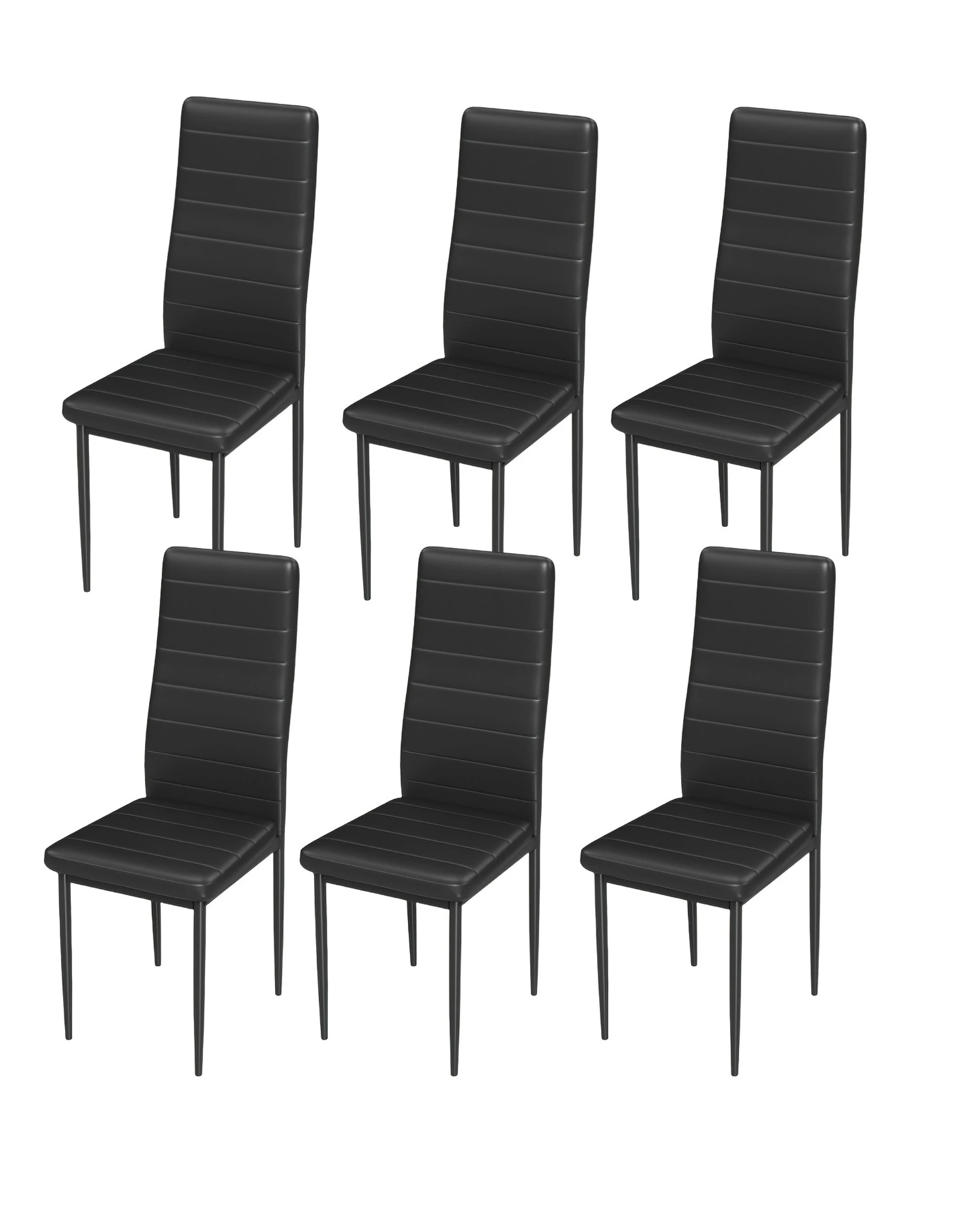 1 Advwin Set of 6 Dining Chairs Padded Seat Leather, 1 of 7