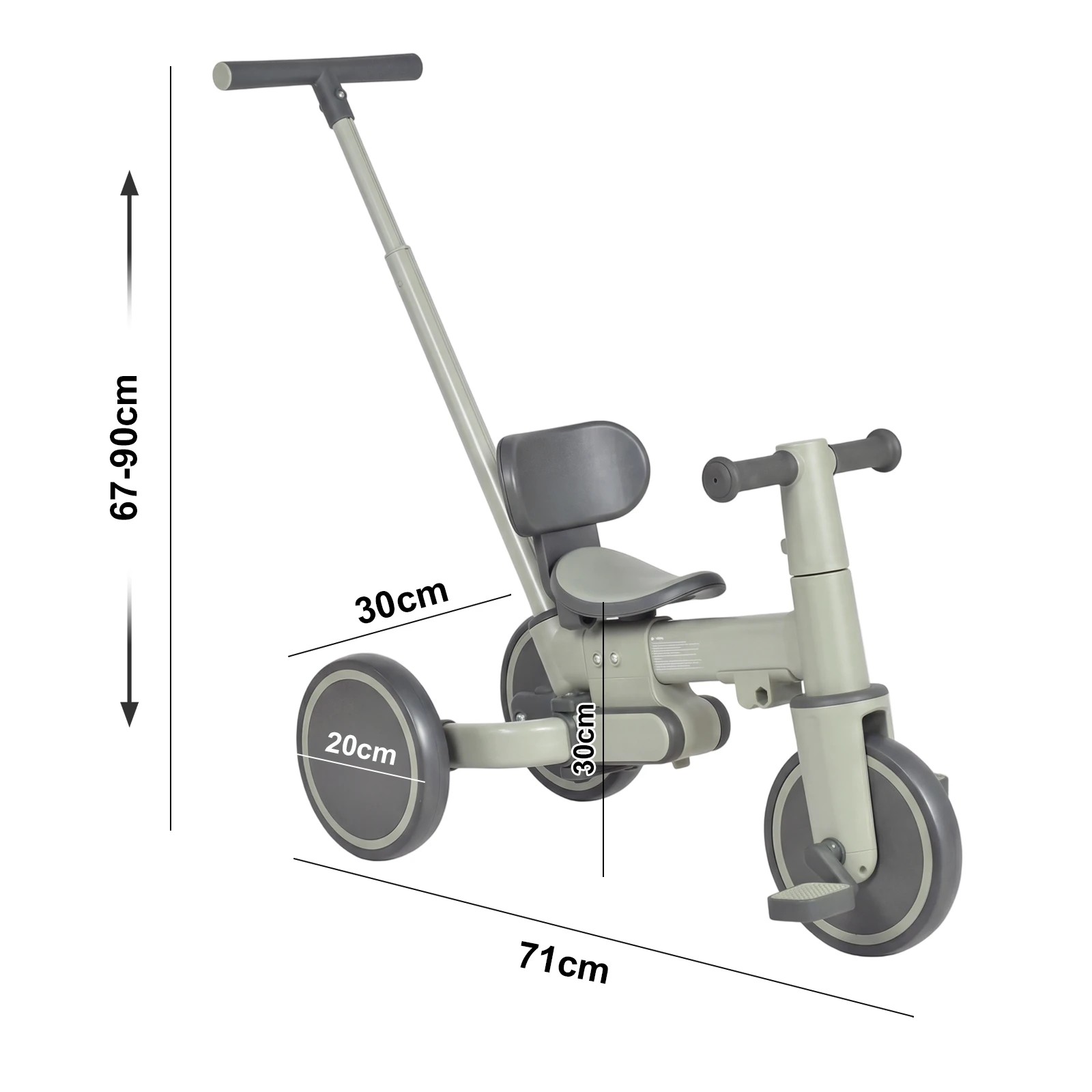 8 Advwin 5-in-1 Toddler Tricycle with Push Handle Foldable Kids Balance Bike for Boys and Girls - Green, 8 of 10