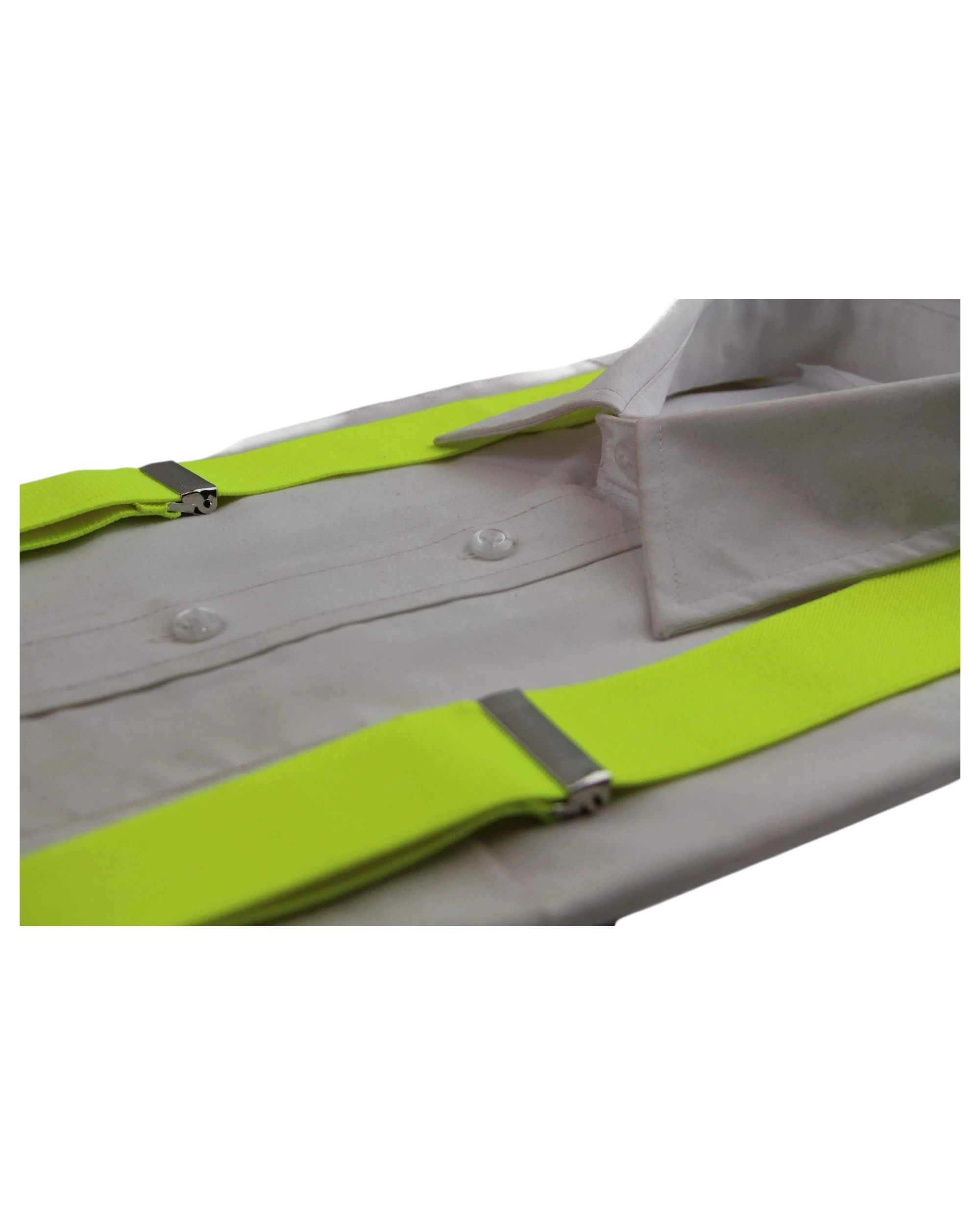 4 Zasel Mens Wide Heavy Duty Adjustable 100cm Fluro Yellow Suspenders, 4 of 4