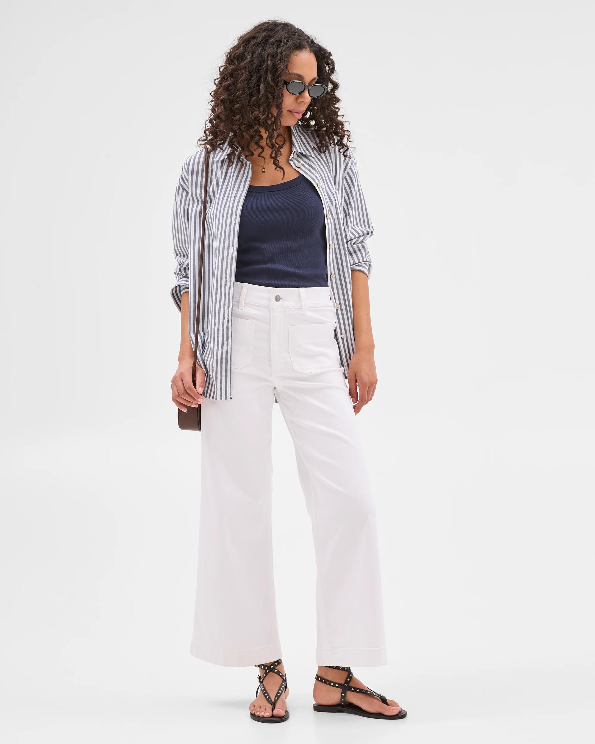 1 Target High Rise Full Length Flat Front Wide Leg Denim Jeans - Mila WHITE, 1 of 5