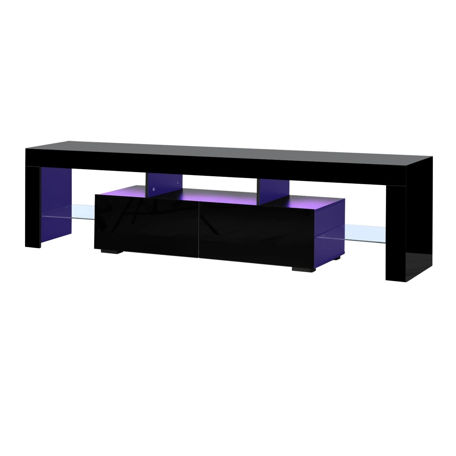 1 Oikiture Entertainment Unit Tv Cabinet Led Rgb Gloss 180cm
 - Black, 1 of 10