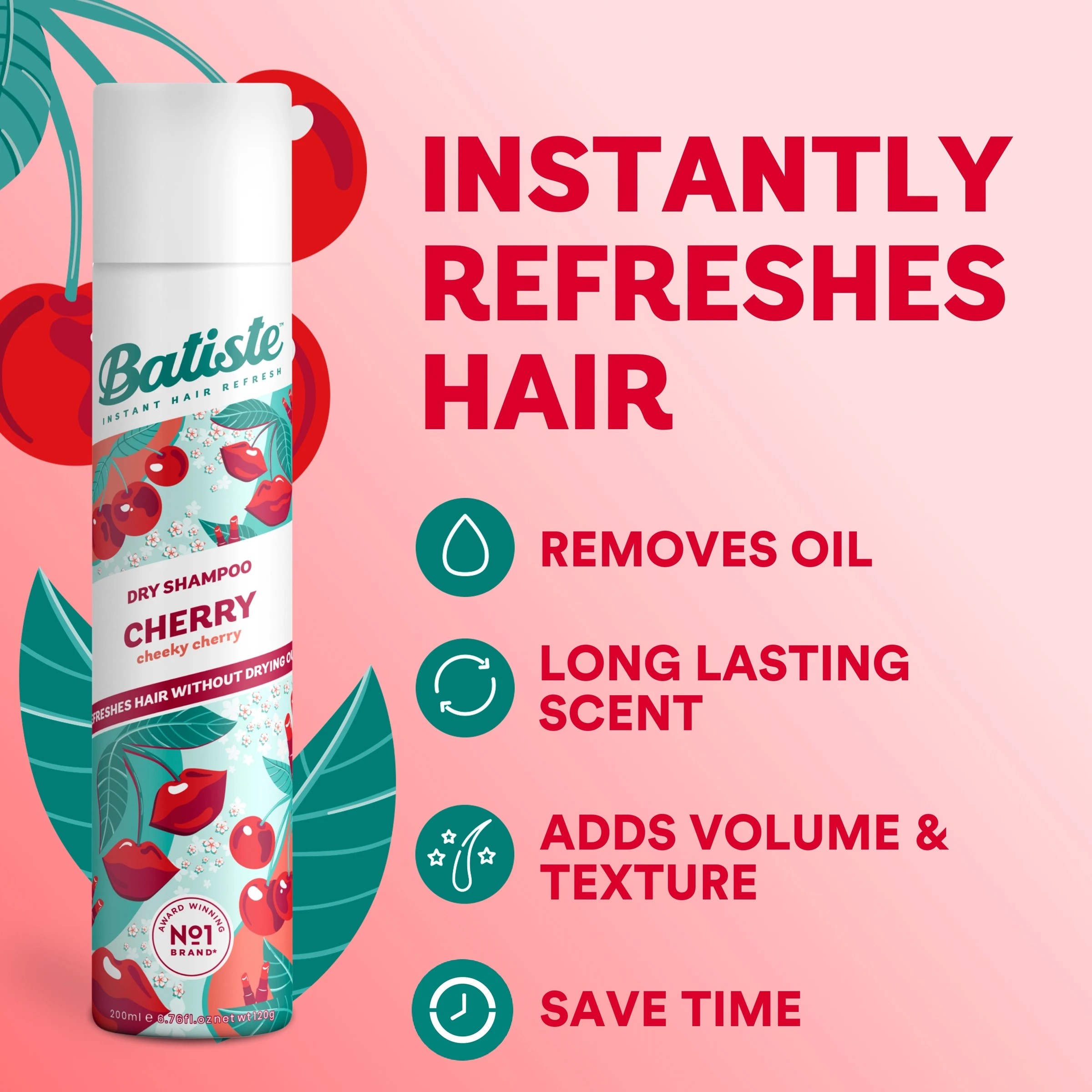 3 Batiste Cherry Dry Shampoo 200ml - Cheeky Cherry, 3 of 10