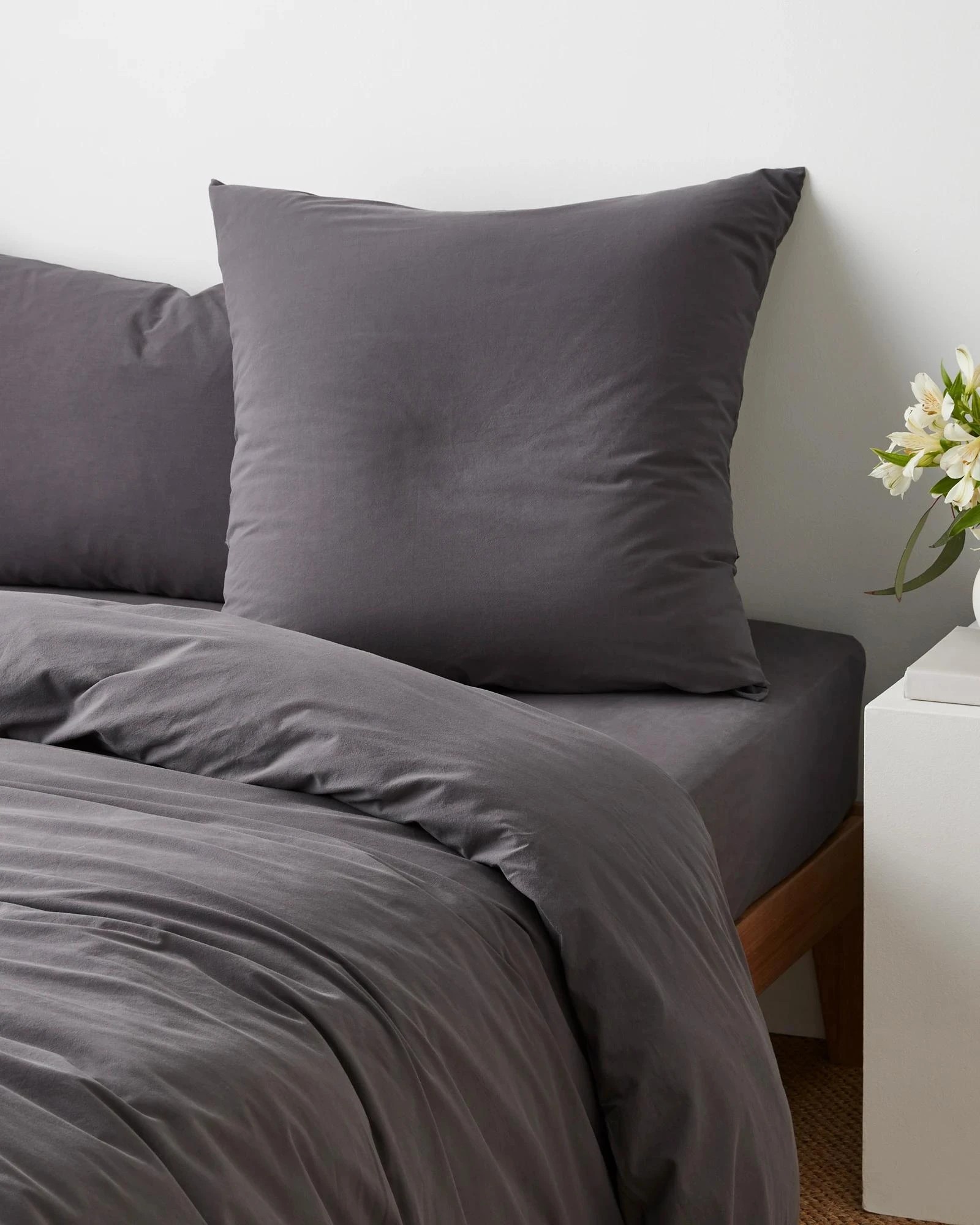 3 Arlo Stonewash European Pillowcase - Queen Bed - Grey, 3 of 3