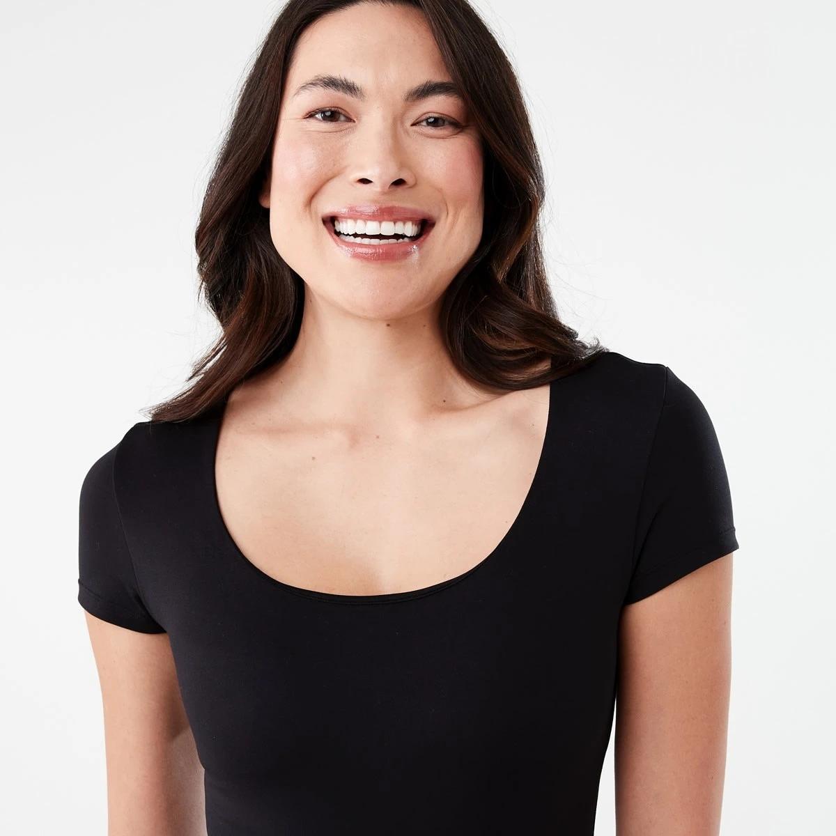 5 Short Sleeve Scoop Neck Bodysuit BLACK, 5 of 6