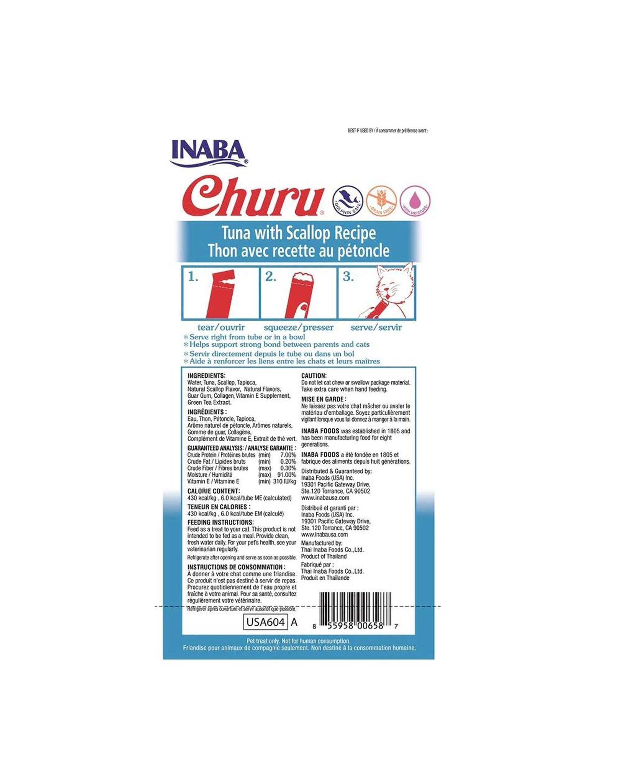 2 Inaba Churu Creamy Cat Treat Tuna w/ Scallop 6 x 56g, 2 of 2