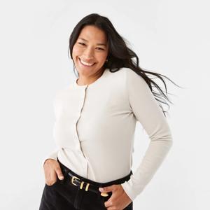 Long Sleeve Rib Button Front Top