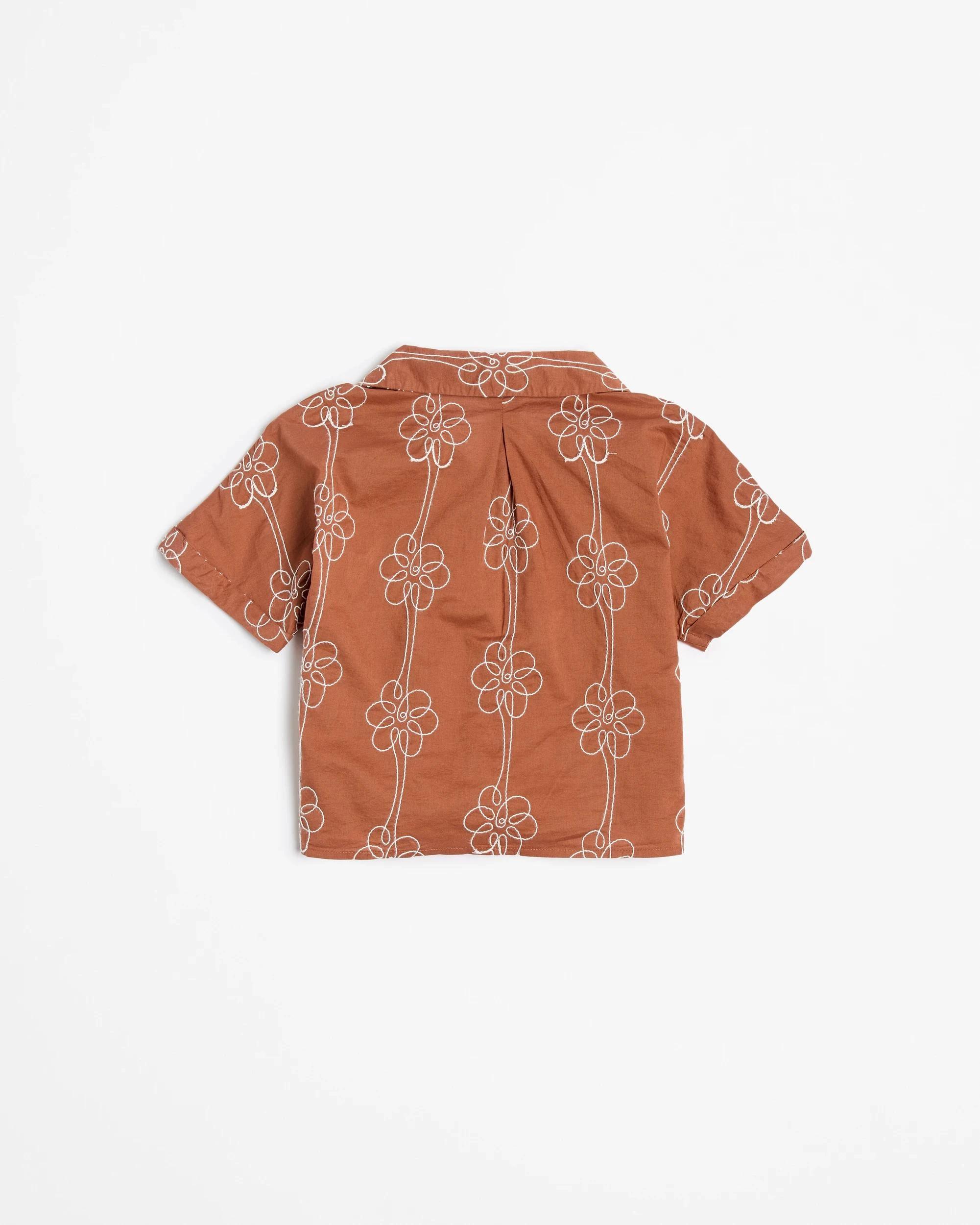 3 Target Australian Cotton Embroidered Short Sleeve Shirt BROWN, 3 of 3