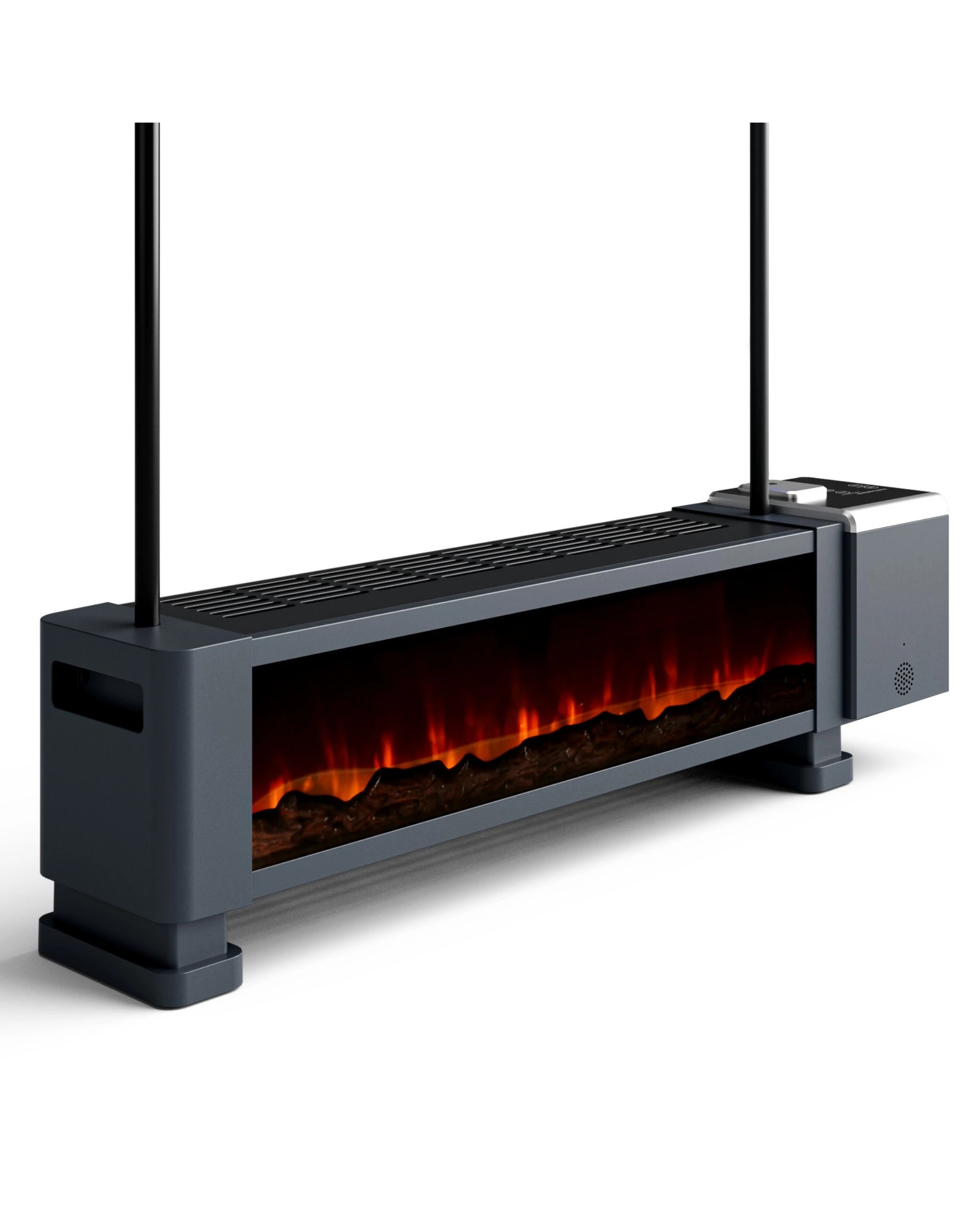 6 ADVWIN Baseboard Heater with 3D Flame 2200W Black, 6 of 6