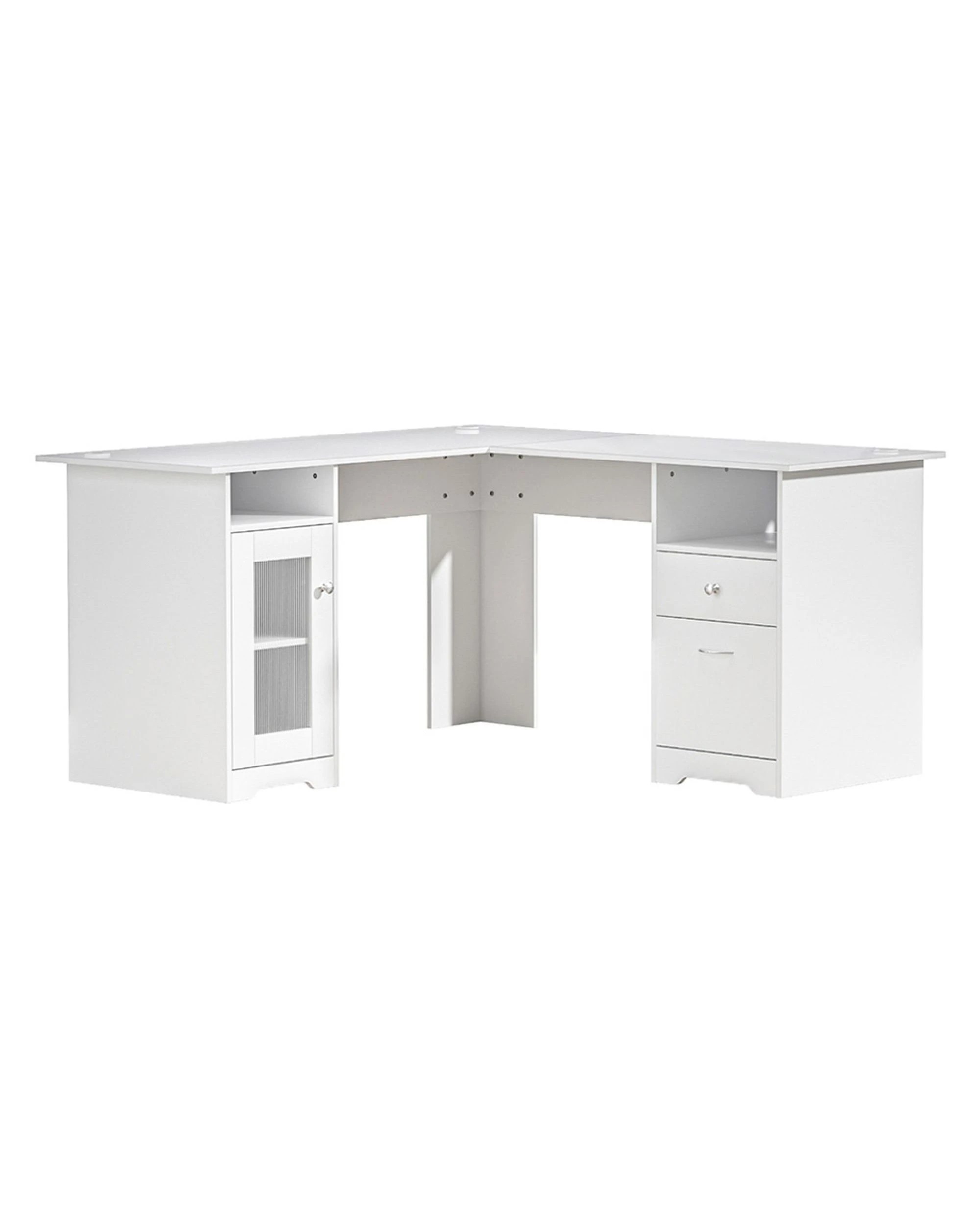 1 Artiss Computer Desk Shelf Cabinet L-Shape  150CM - White, 1 of 4