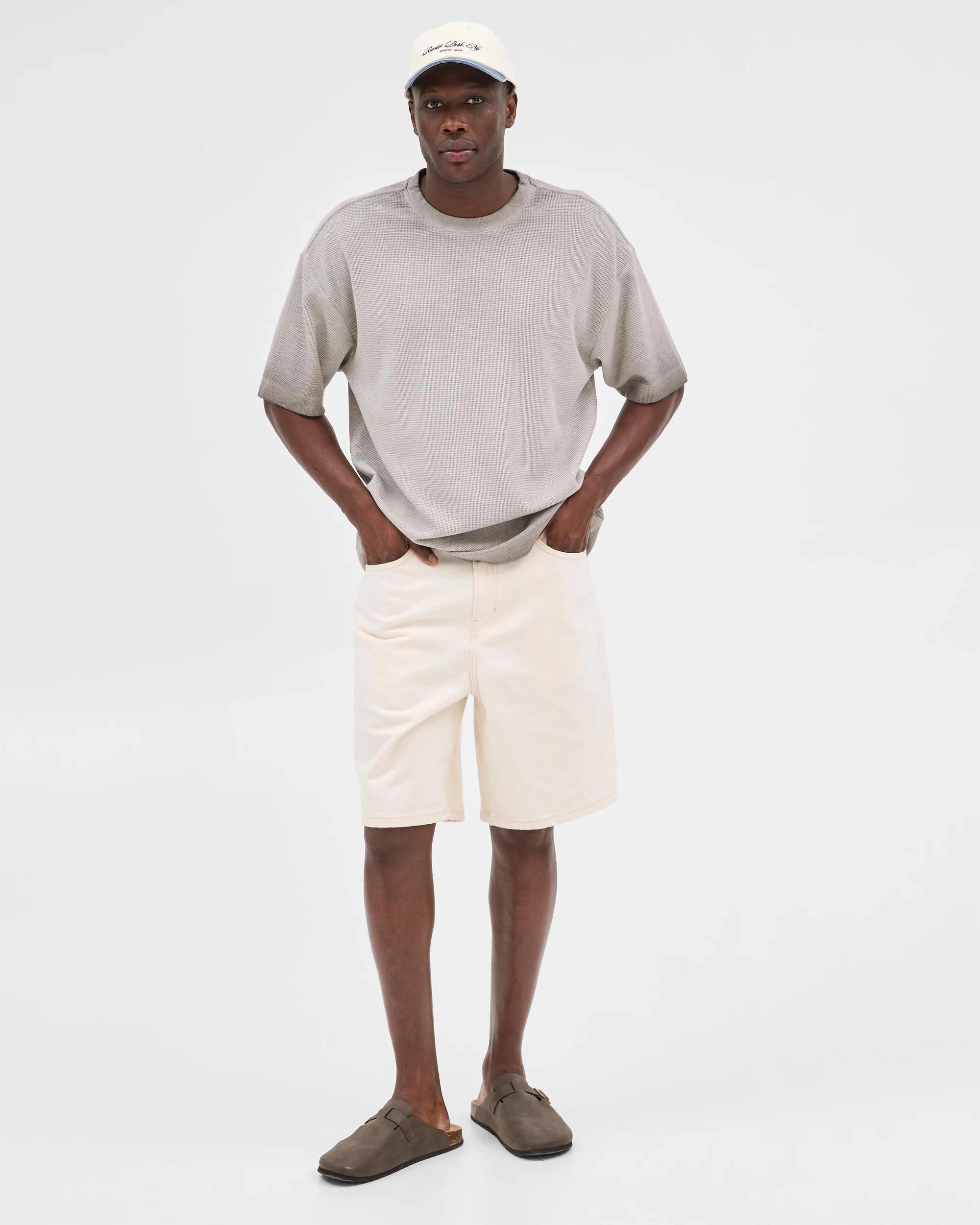 1 Australian Cotton Blend Waffle T-Shirt - Commons QUITE GREY, 1 of 5