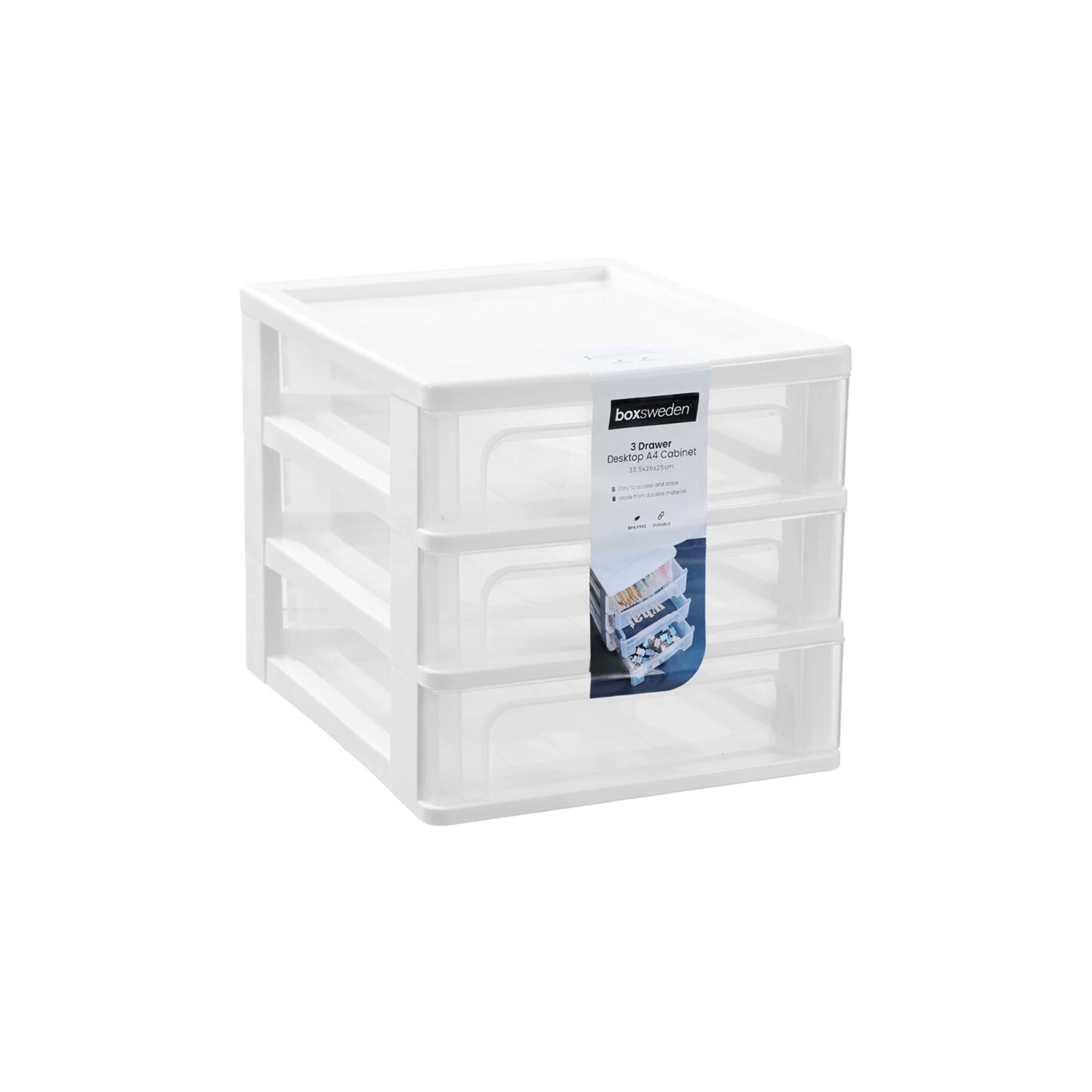 2 Boxsweden 2PK Boxsweden A4 Desktop 3-Drawer Unit Desktop Storage Organiser
 - multi, 2 of 9