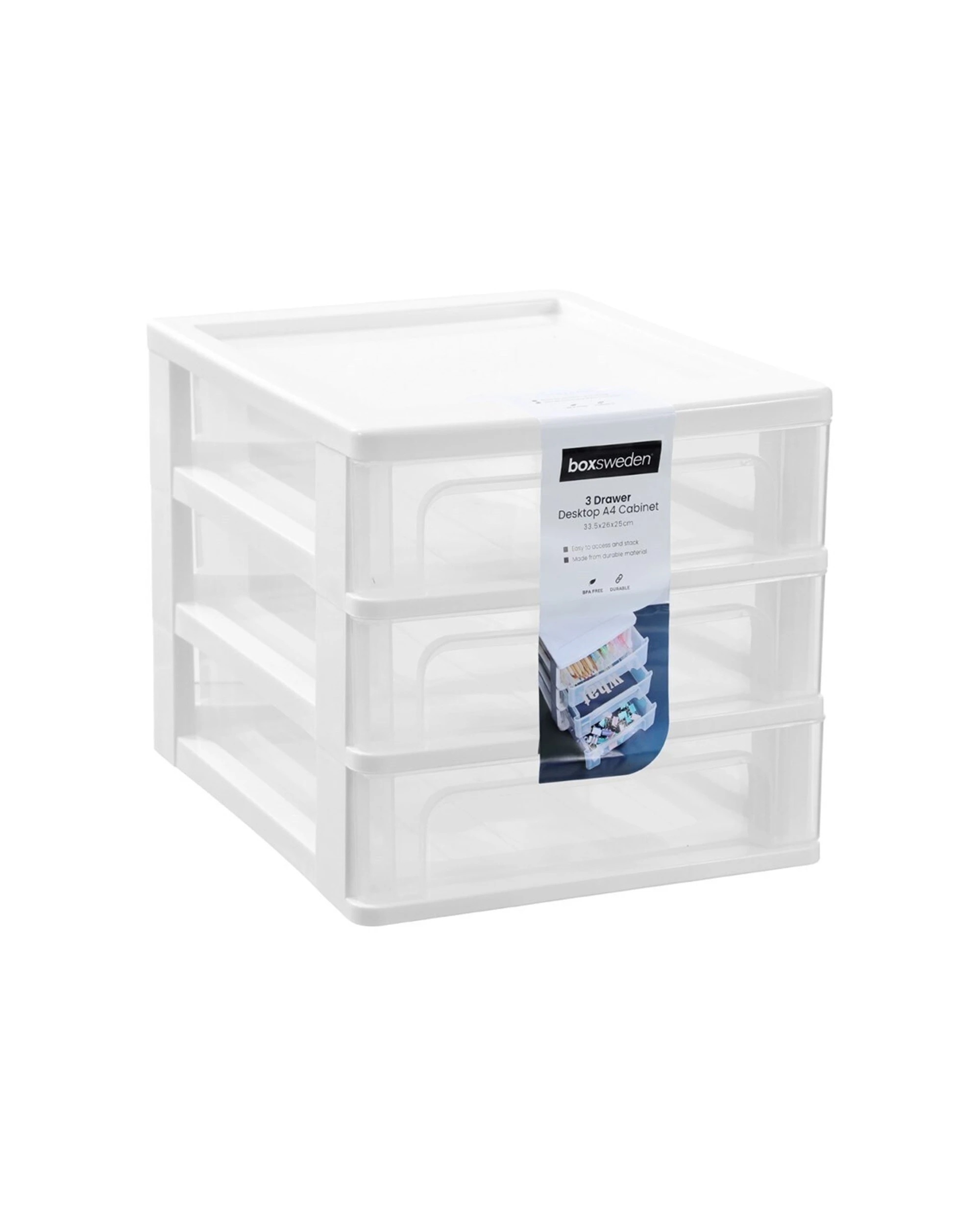 2 Boxsweden 2PK Boxsweden A4 Desktop 3-Drawer Unit Desktop Storage Organiser - Assorted, 2 of 9