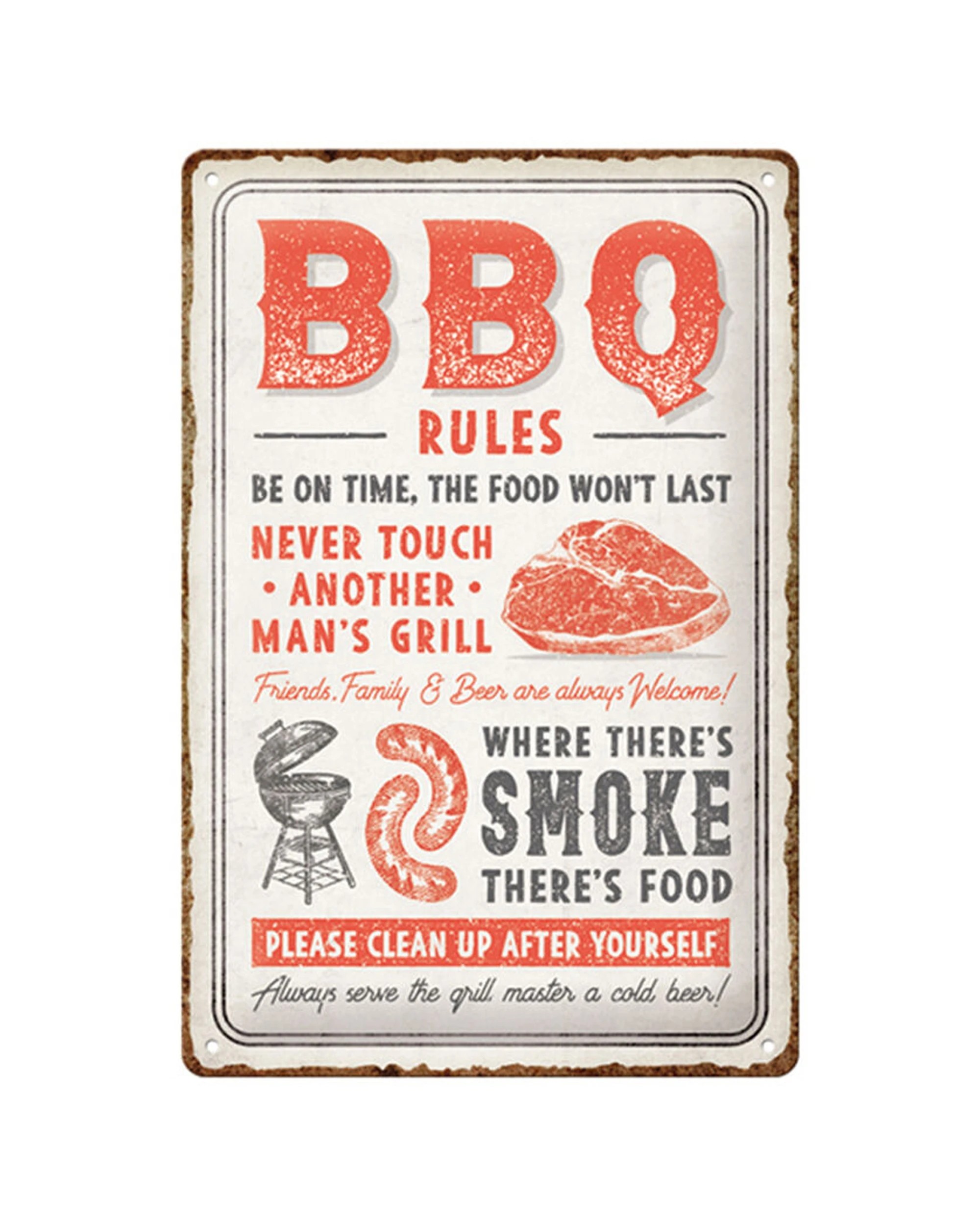 1 Nostalgic-Art Medium Sign Plaque 20x30cm - BBQ Rules - Multi, 1 of 1