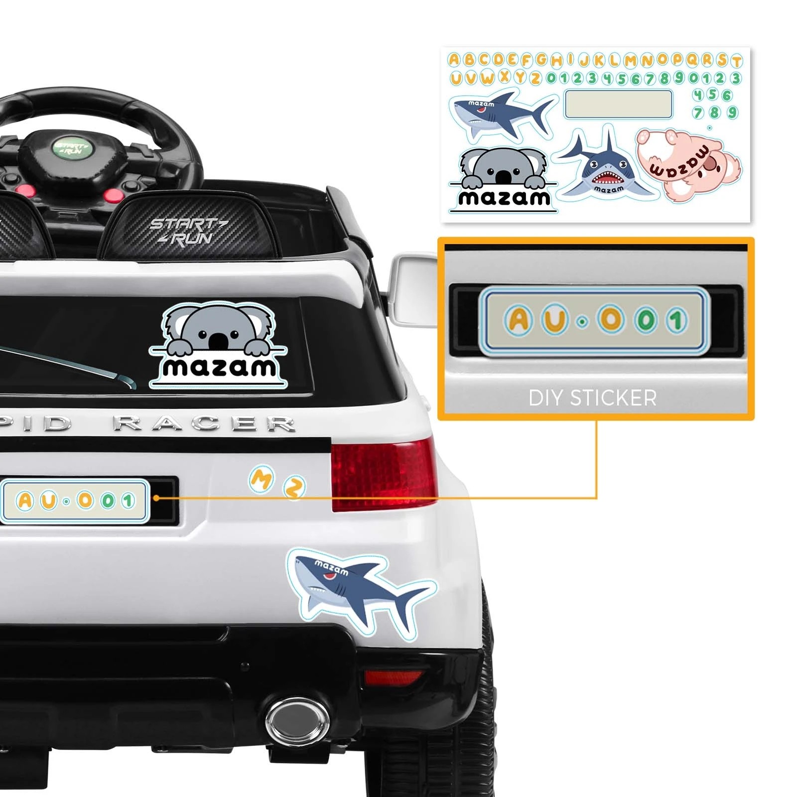 9 Mazam Kids Ride On Car 12v Electric Remote Vehicle Toy Cars Gift Mp3 Led Light
 - White, 9 of 10